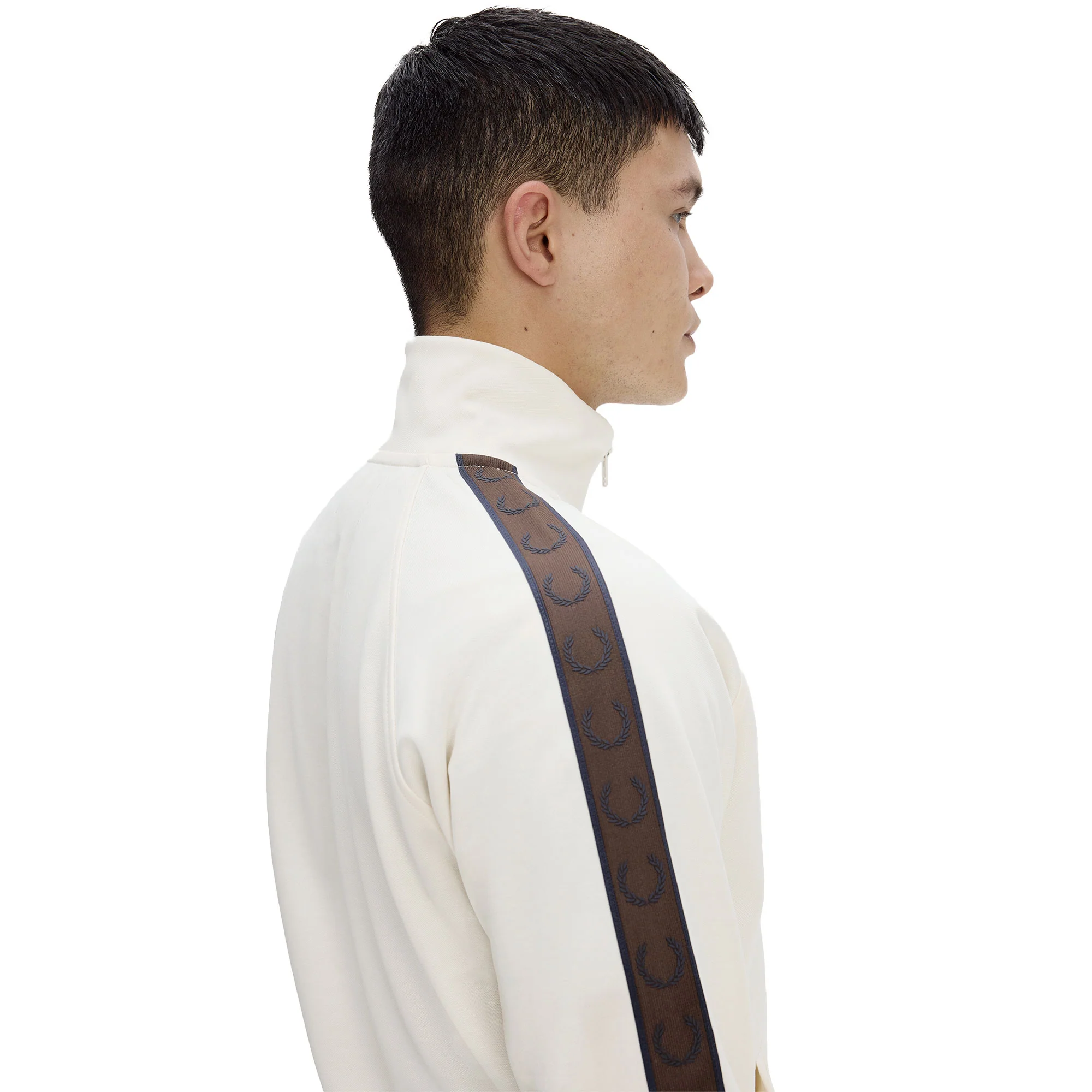 Fred Perry Contrast Tape Track Jacket Ecru/Burnt Tobacco - Image 3