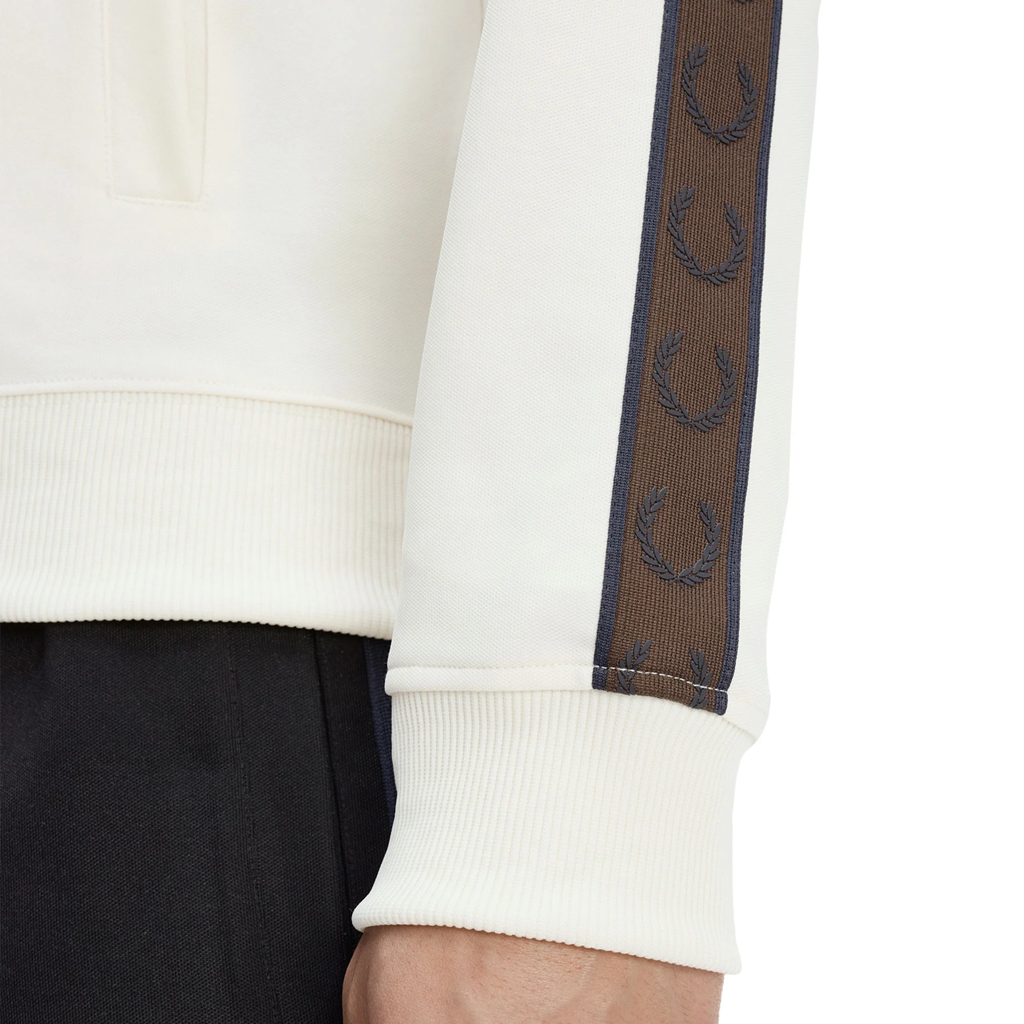 Fred Perry Contrast Tape Track Jacket Ecru/Burnt Tobacco - Image 4