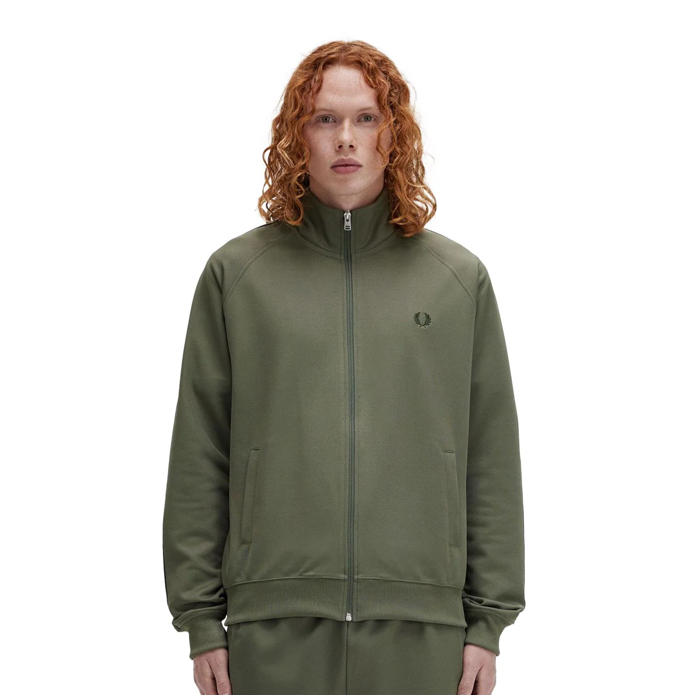 Fred Perry Contrast Tape Track Jacket Laurel Wreath Green