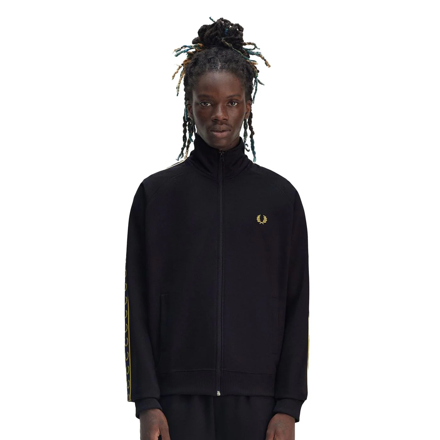 Fred Perry Contrast Tape Track Jacket Navy/Honeycomb