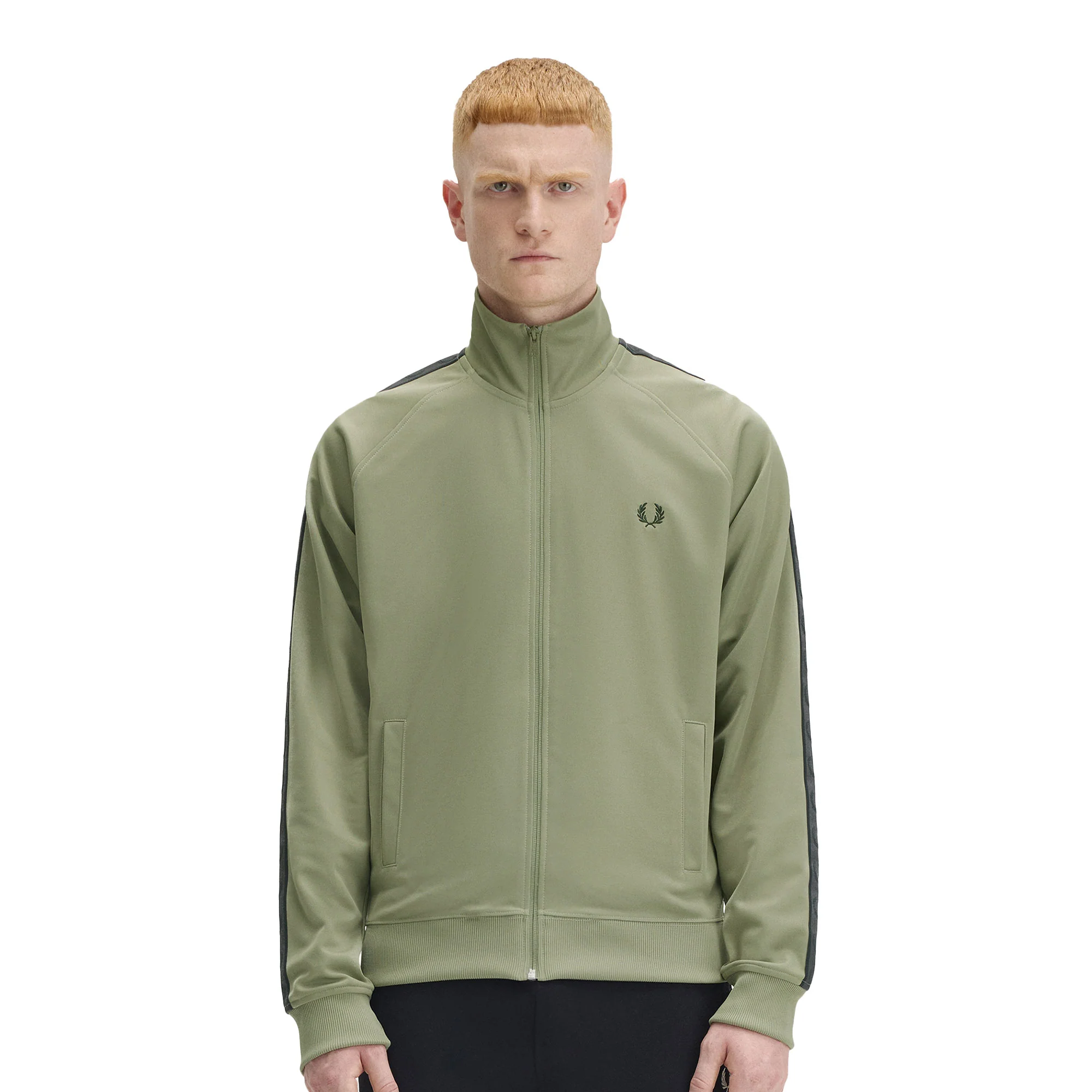 Fred Perry Contrast Tape Track Jacket Olive/Anchor Grey