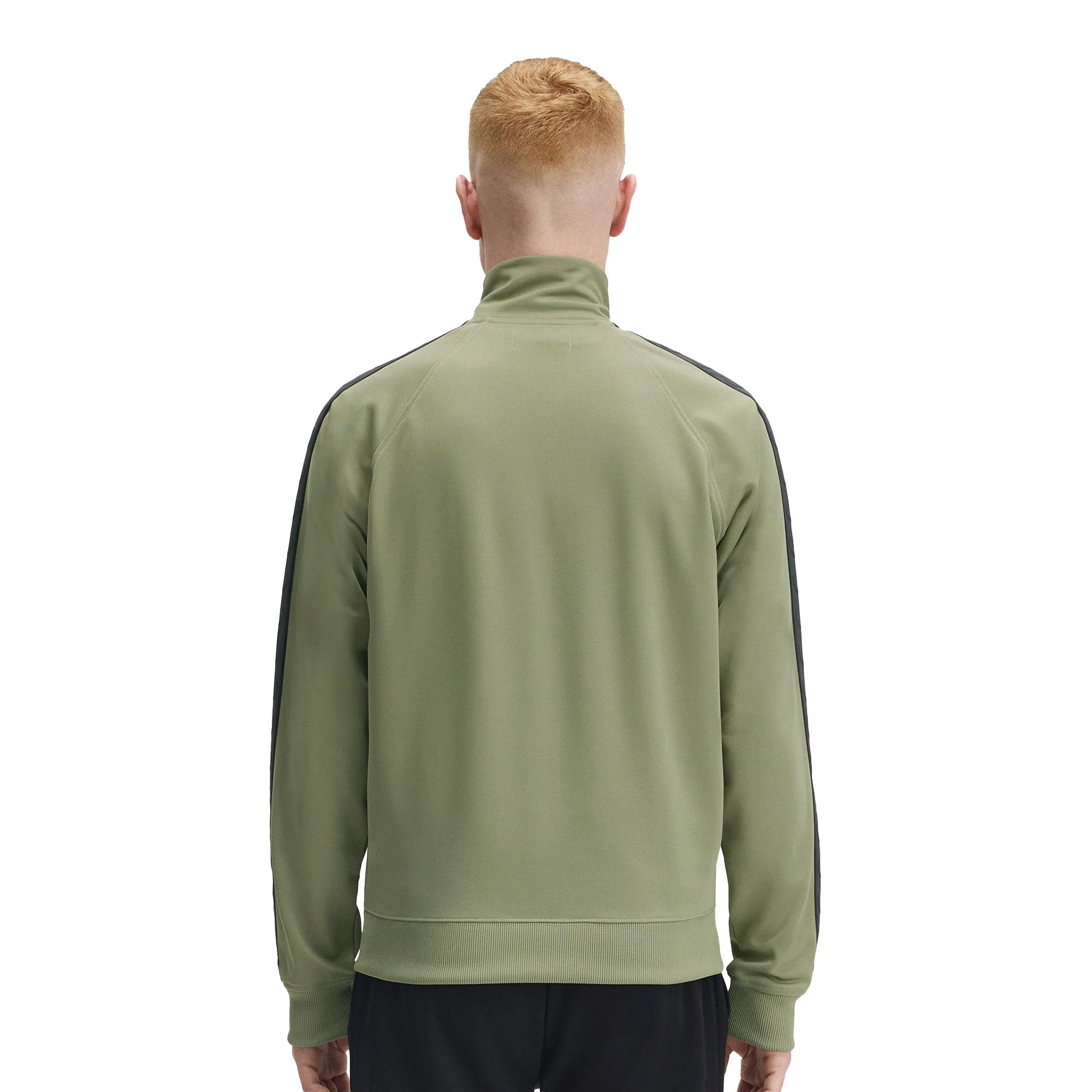 Fred Perry Contrast Tape Track Jacket Olive/Anchor Grey - Image 3