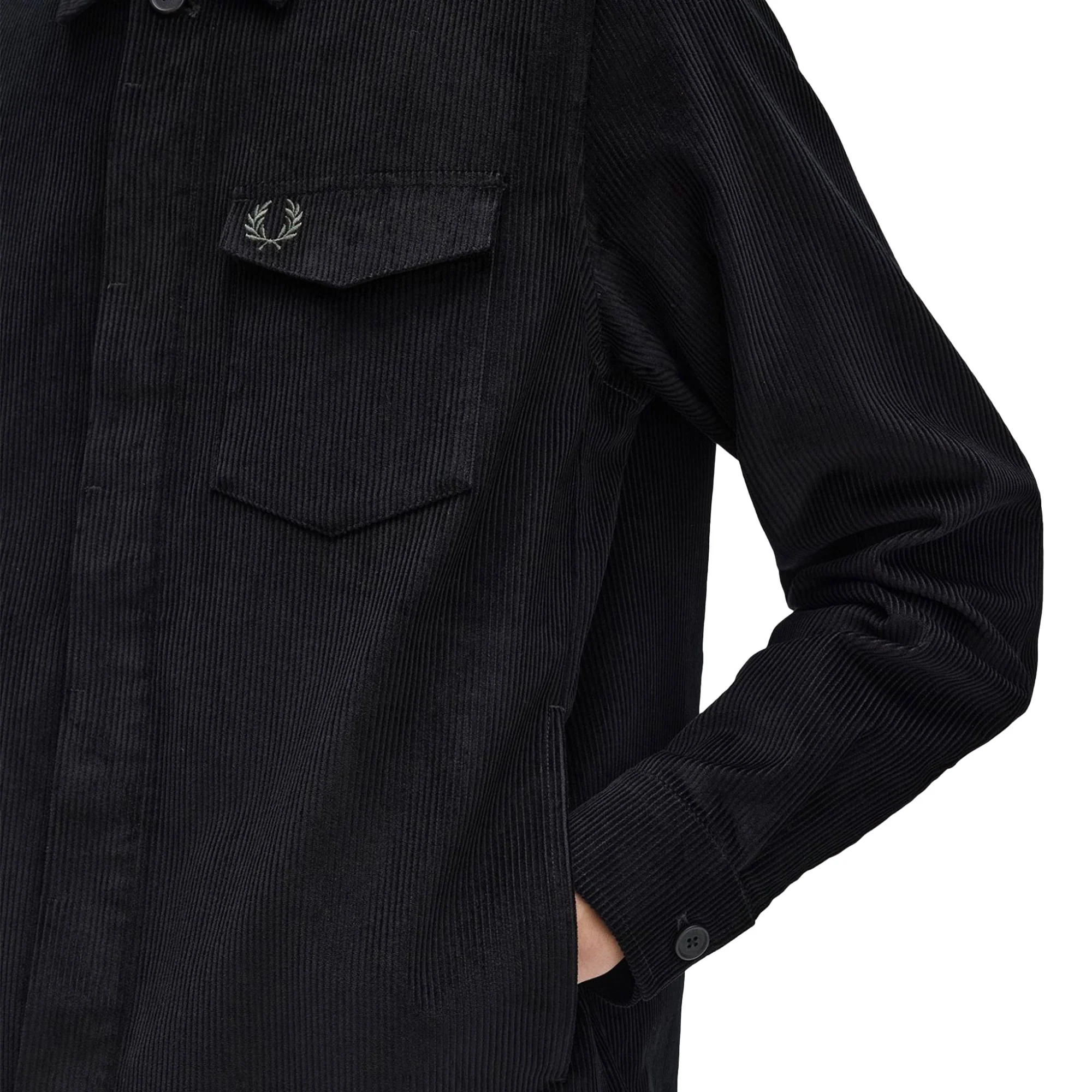 Fred Perry Corduroy Overshirt Black - Image 5