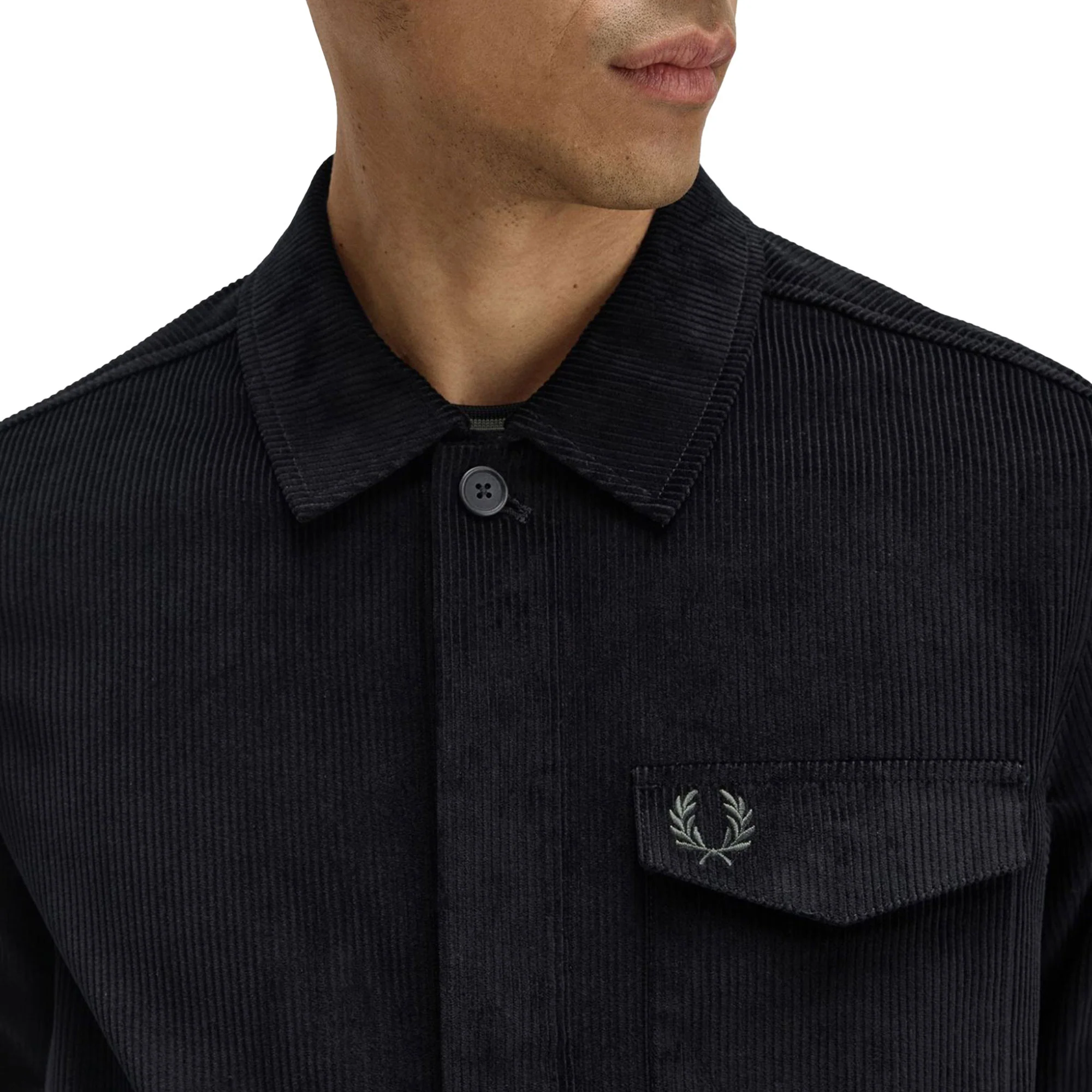 Fred Perry Corduroy Overshirt Black - Image 6