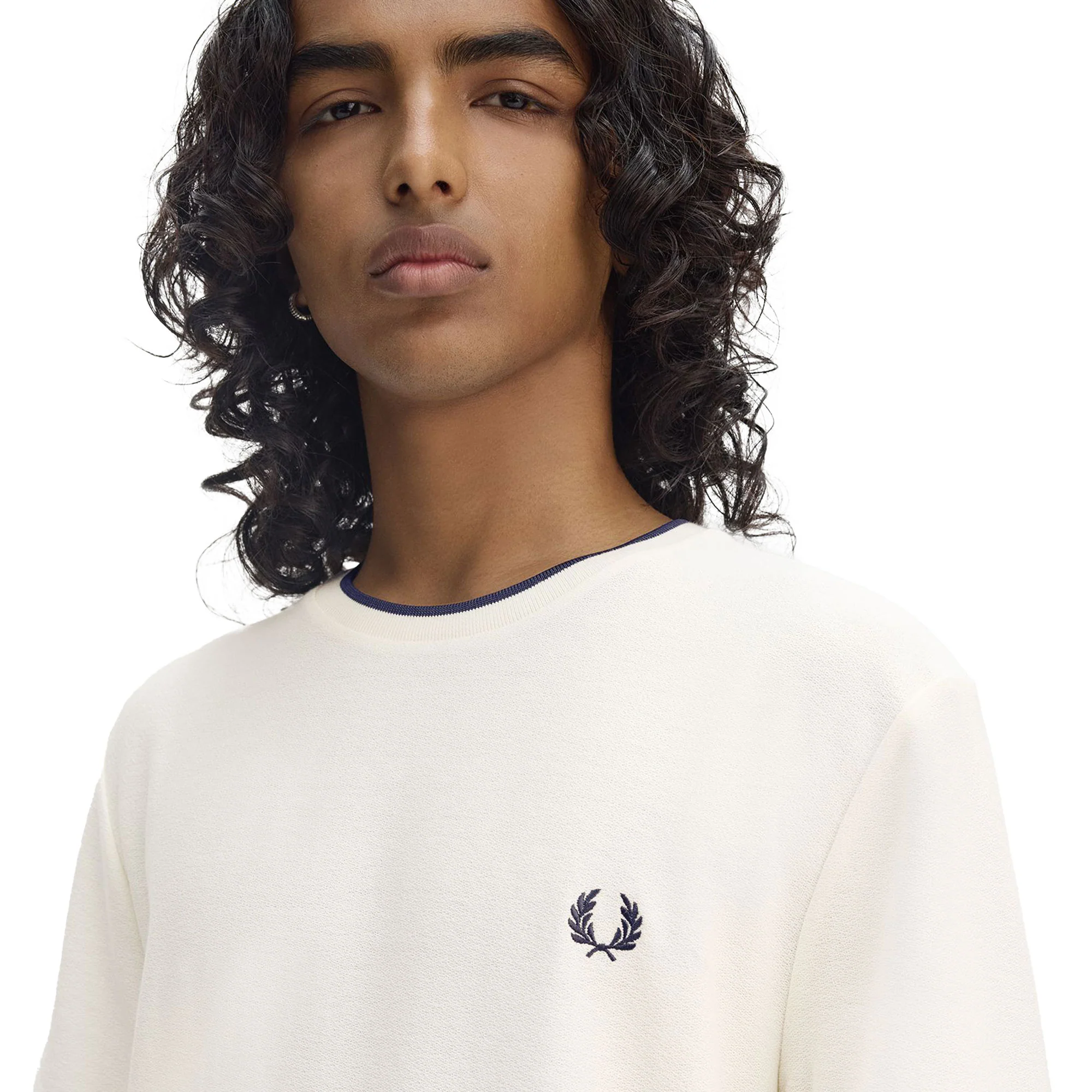 Fred Perry Crepe Piqué T-Shirt Ecru - Image 3