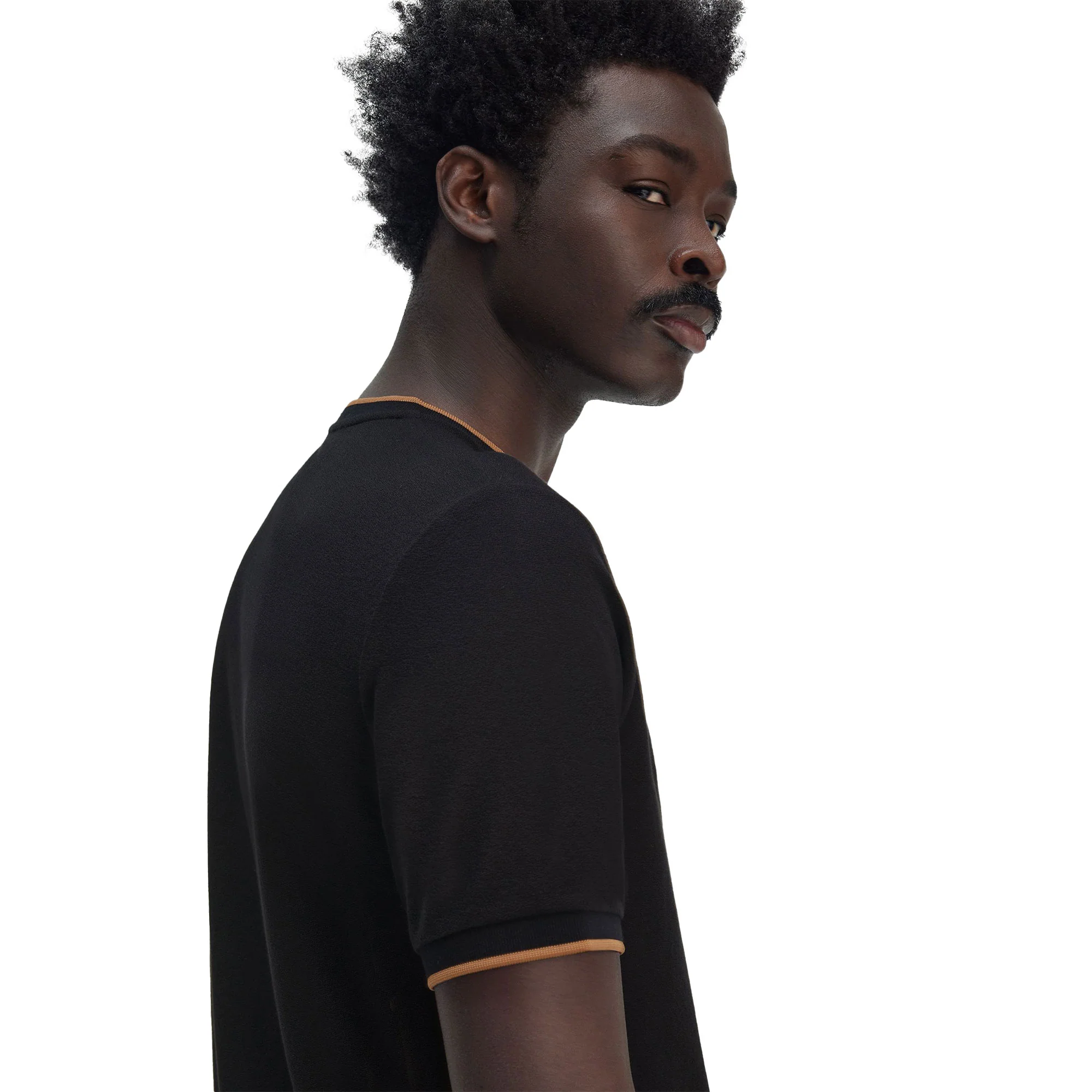 Fred Perry Crepe Piqué T-Shirt Navy - Image 3