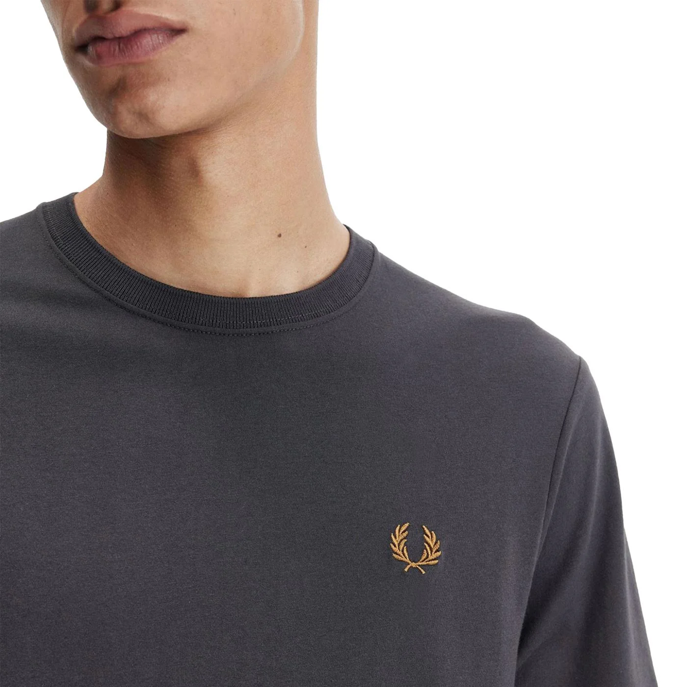 Fred Perry Crew Neck T-Shirt Anchor Grey/Dark Caramel - Image 3
