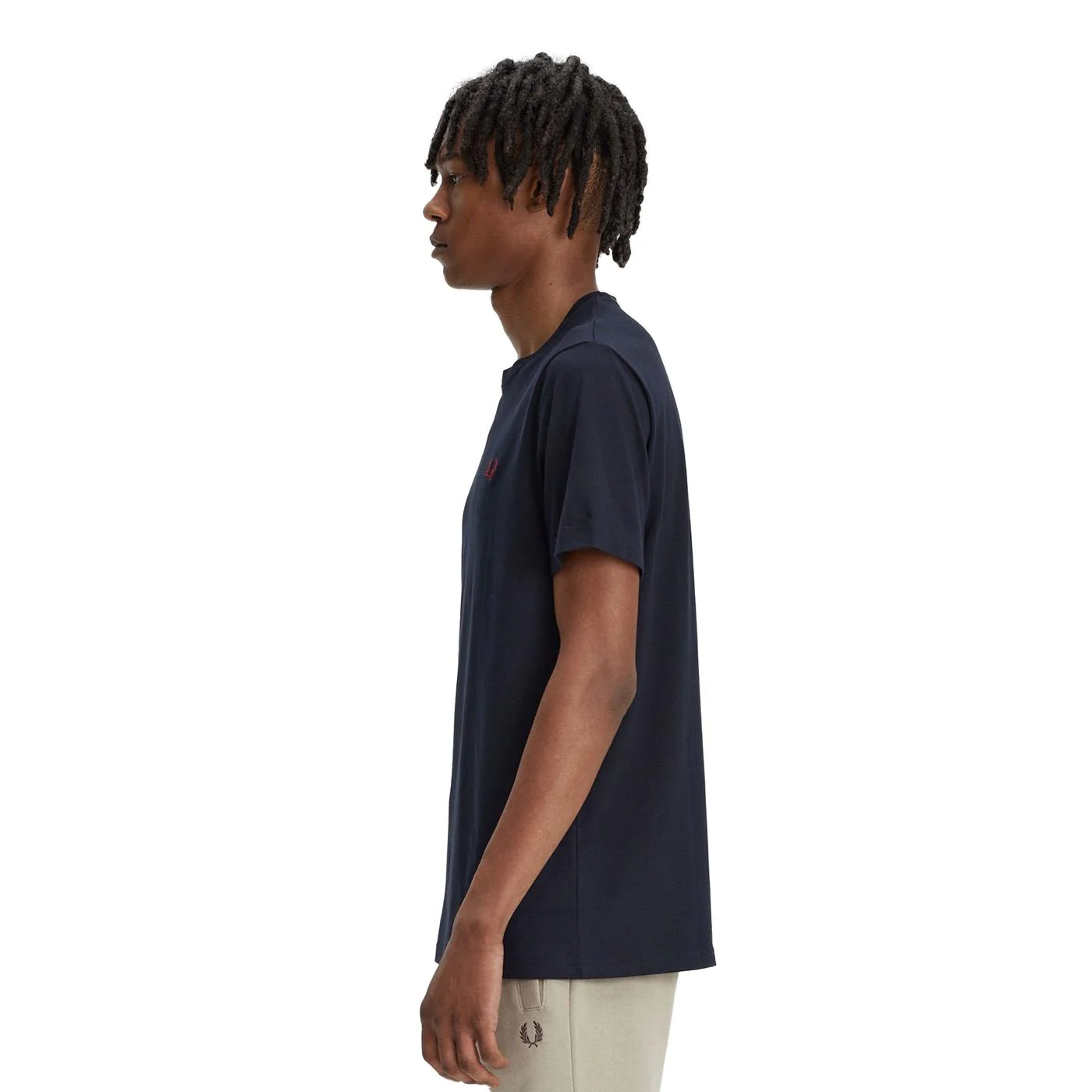 Fred Perry Crew Neck T-Shirt Navy/Burnt Red - Image 2