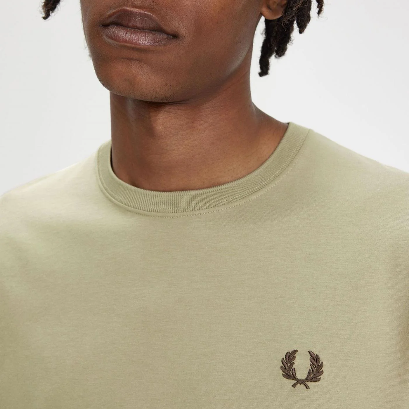 Fred Perry Crew Neck T-Shirt Warm Grey/Carrington Road Brick - Image 3