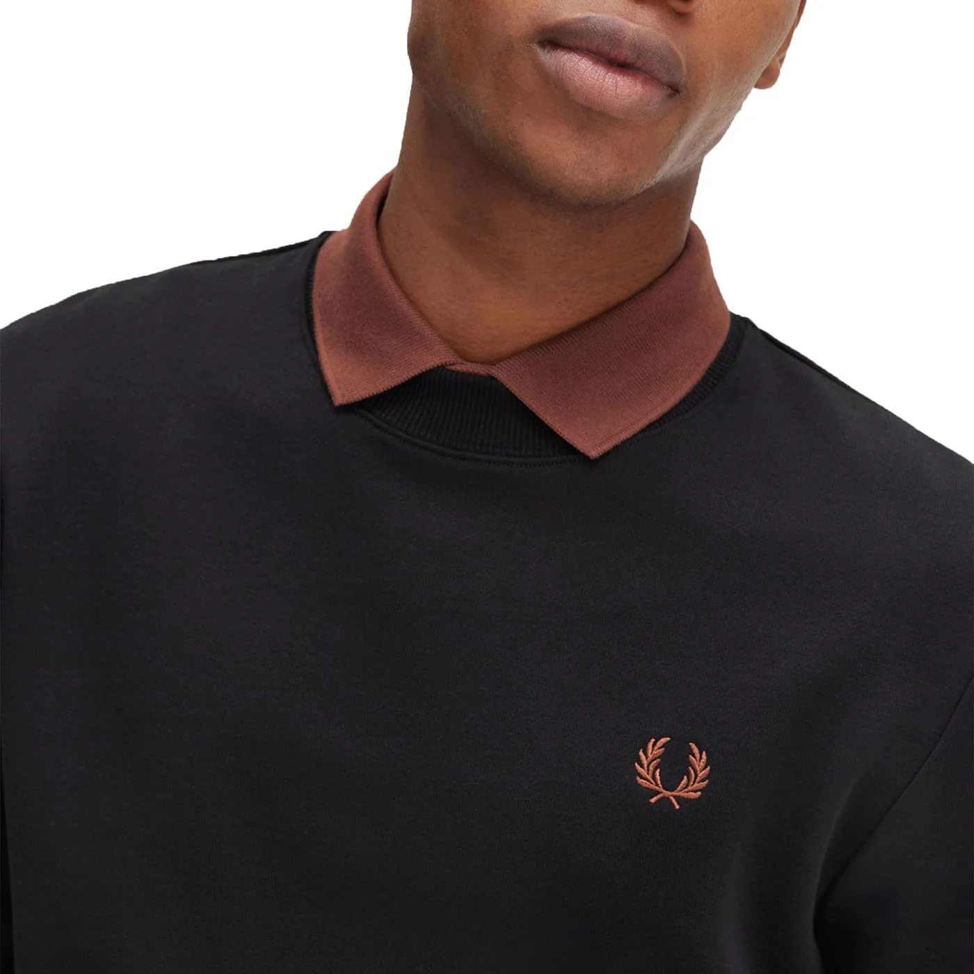 Fred Perry Crewneck Sweatshirt Black/Whisky Brown - Image 2
