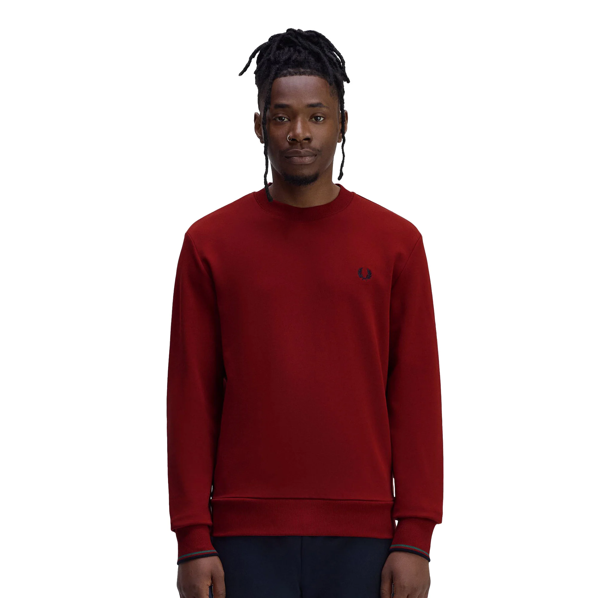 Fred Perry Crewneck Sweatshirt Burnt Red/Sport Green/Navy