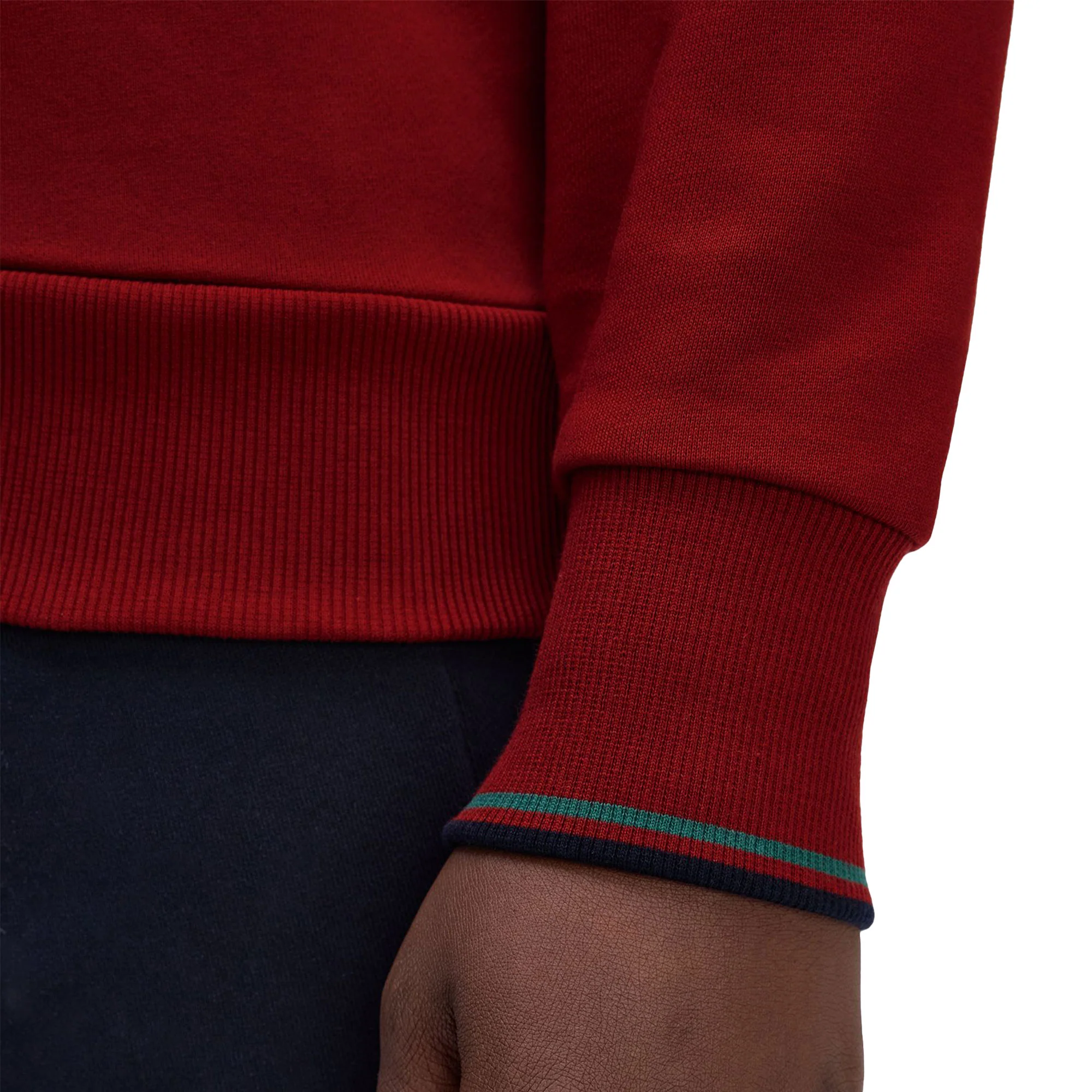 Fred Perry Crewneck Sweatshirt Burnt Red/Sport Green/Navy - Image 3