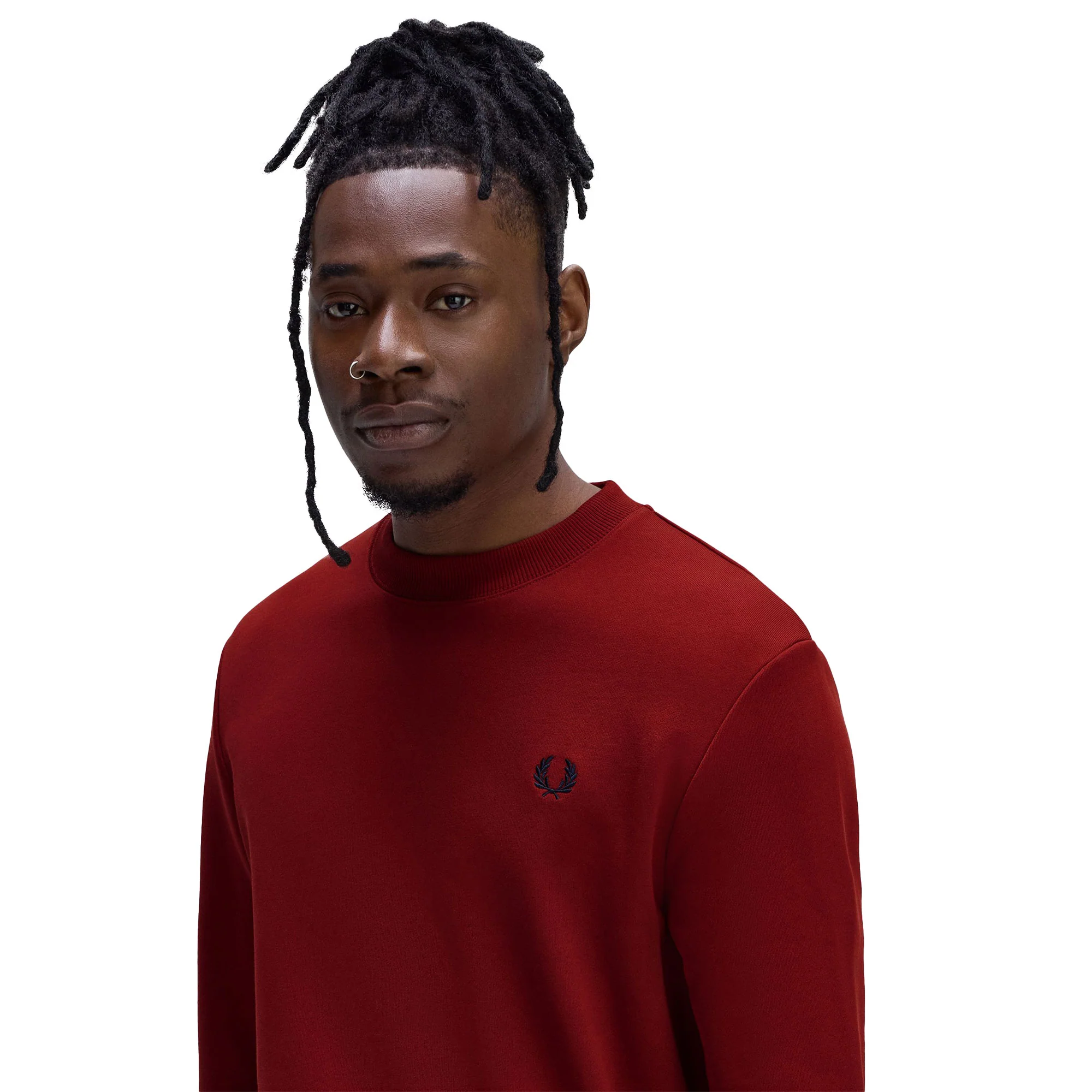 Fred Perry Crewneck Sweatshirt Burnt Red/Sport Green/Navy - Image 4