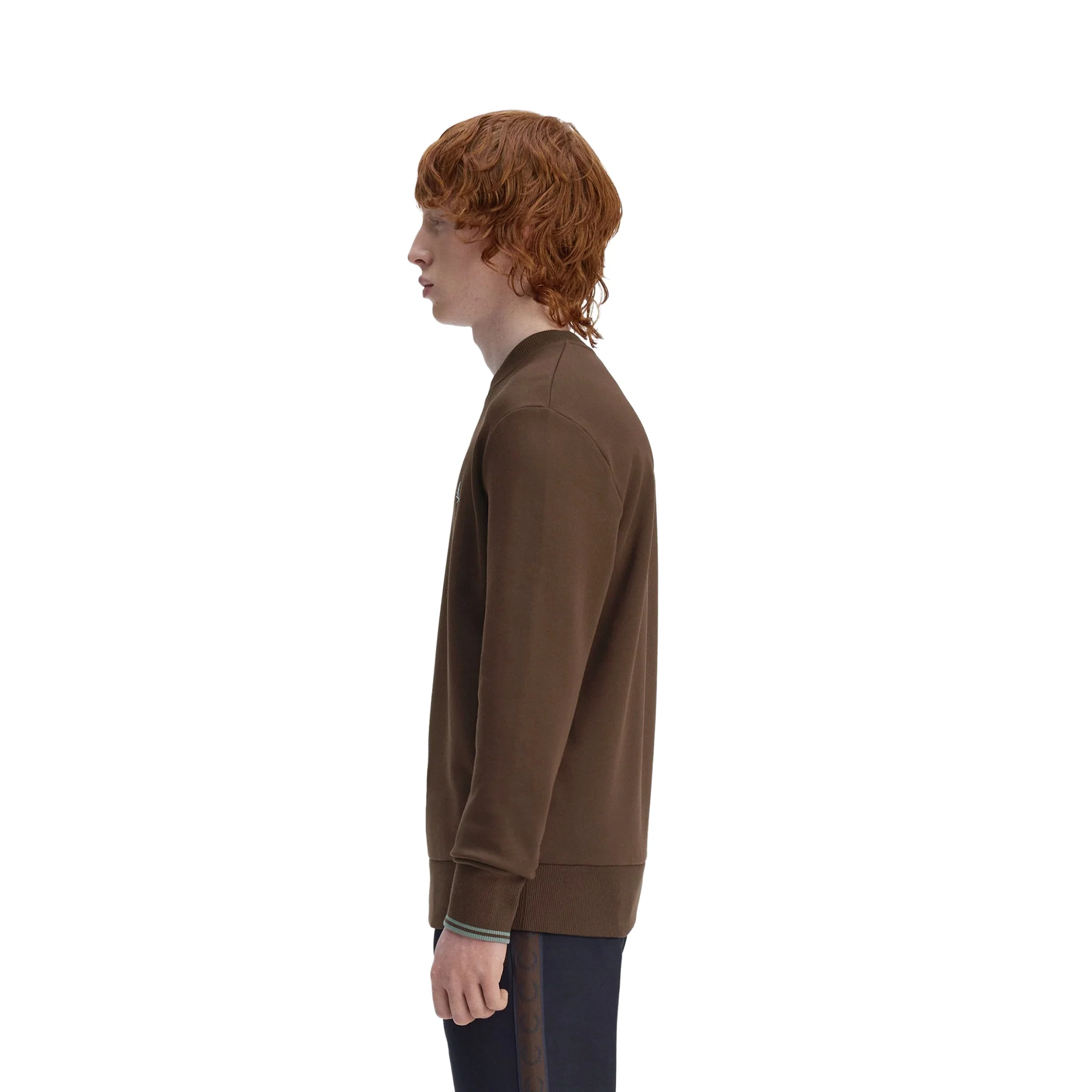 Fred Perry Crewneck Sweatshirt Burnt Tobacco/Stockport Blue - Image 2