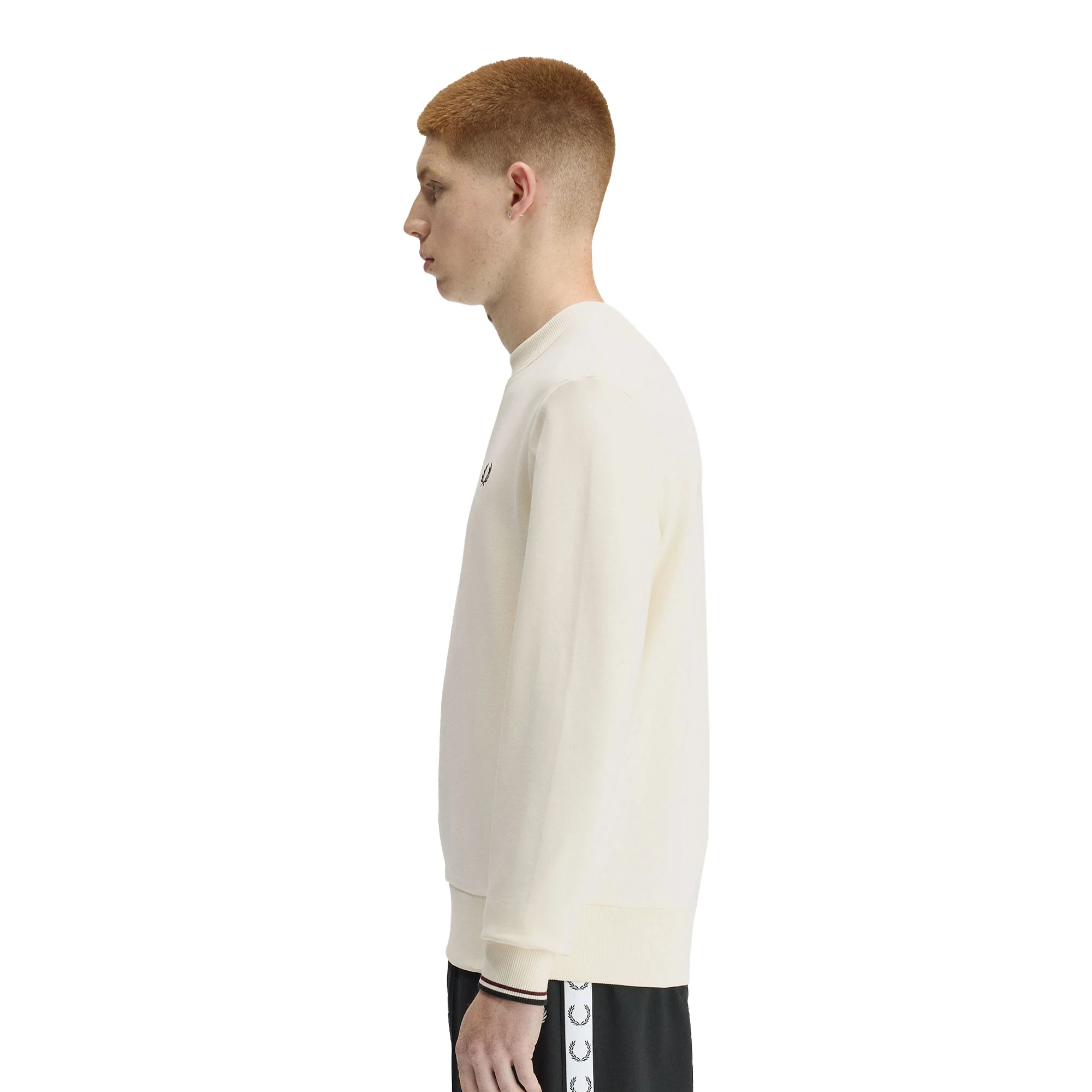 Fred Perry Crewneck Sweatshirt Ecru/Oxblood/Grassroots - Image 2