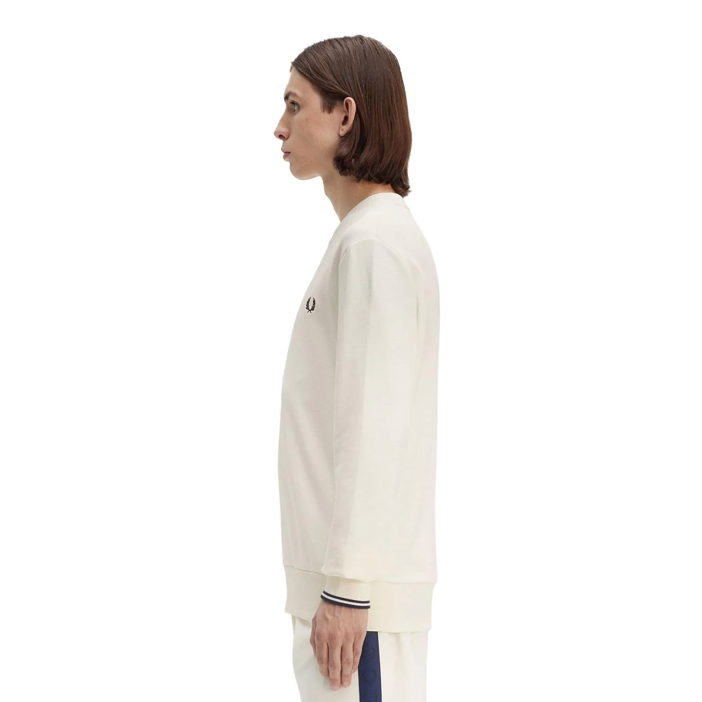 Fred Perry Crewneck Sweatshirt Ecru/Tennis Blue - Image 2