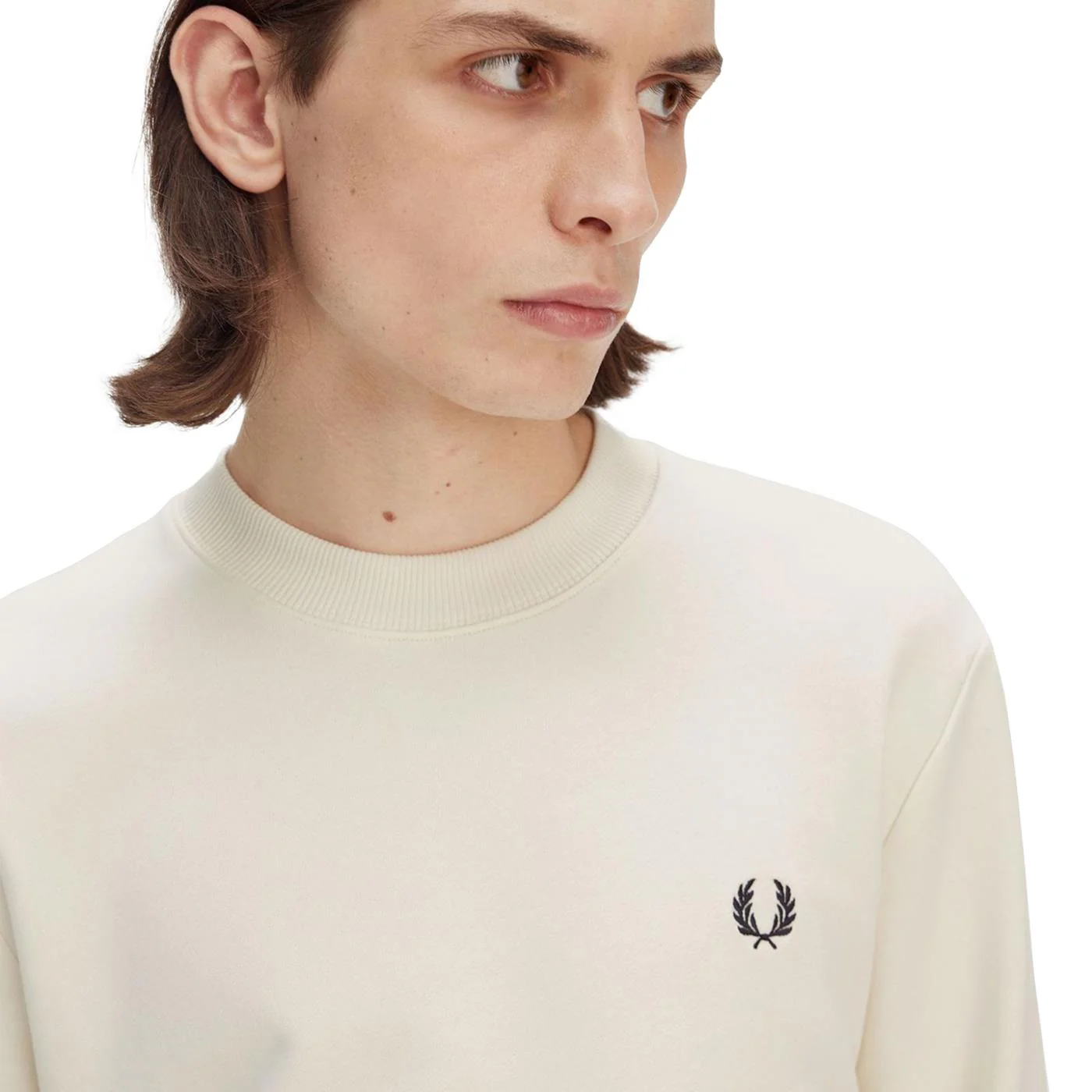 Fred Perry Crewneck Sweatshirt Ecru/Tennis Blue - Image 3