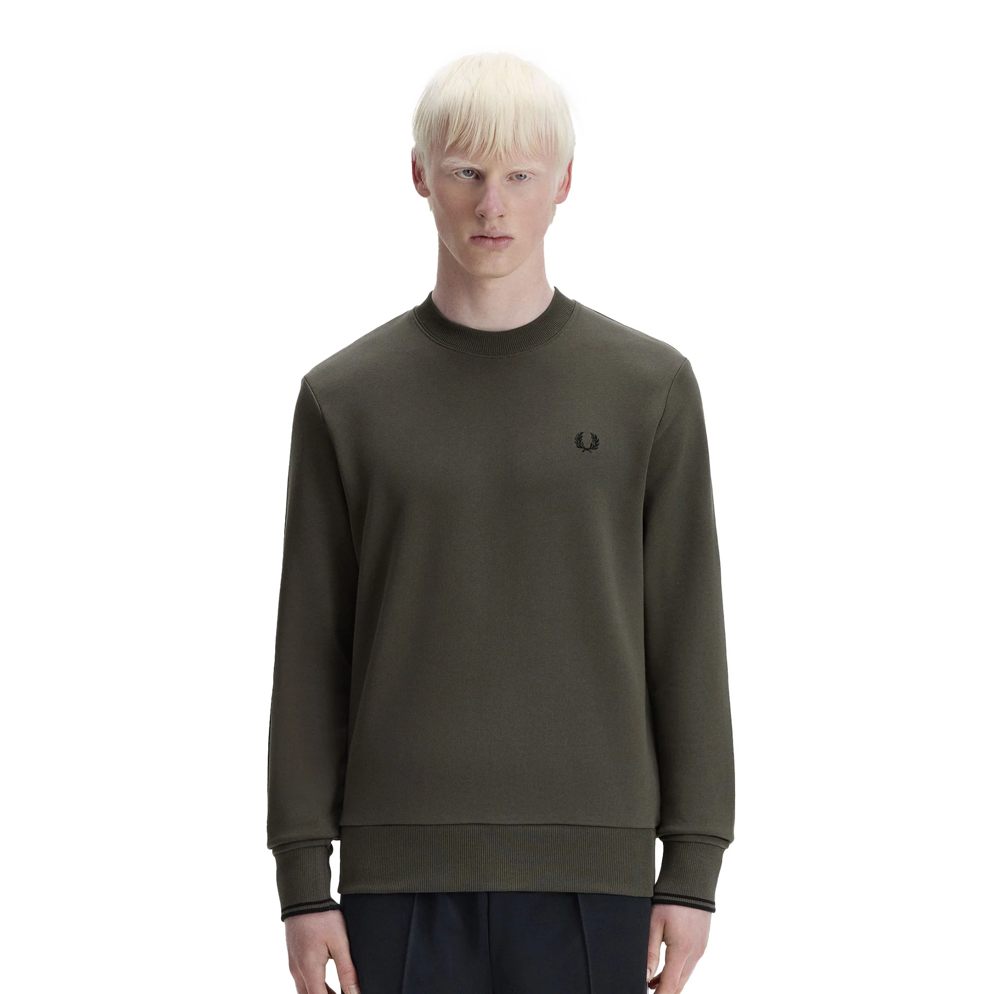 Fred Perry Crewneck Sweatshirt Field Green/Black