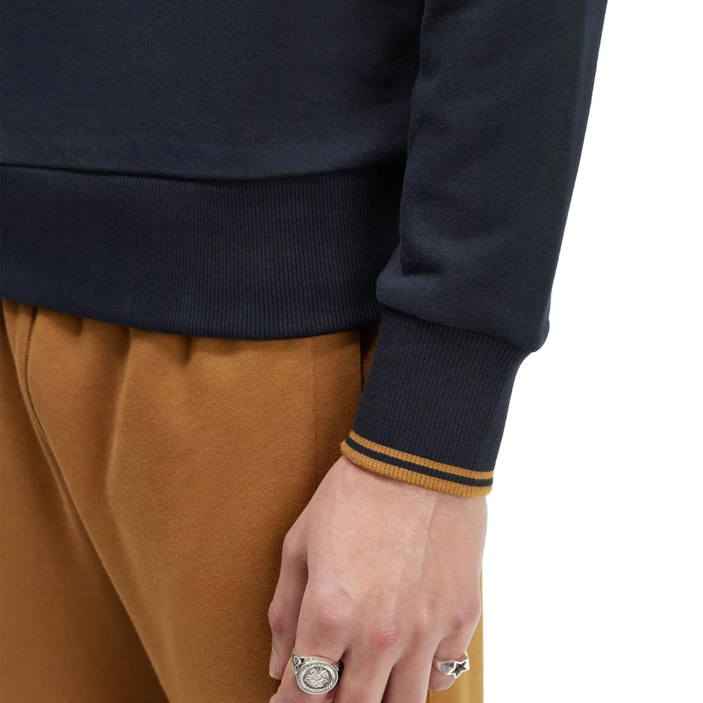 Fred Perry Crewneck Sweatshirt Navy/Dark Caramel - Image 4