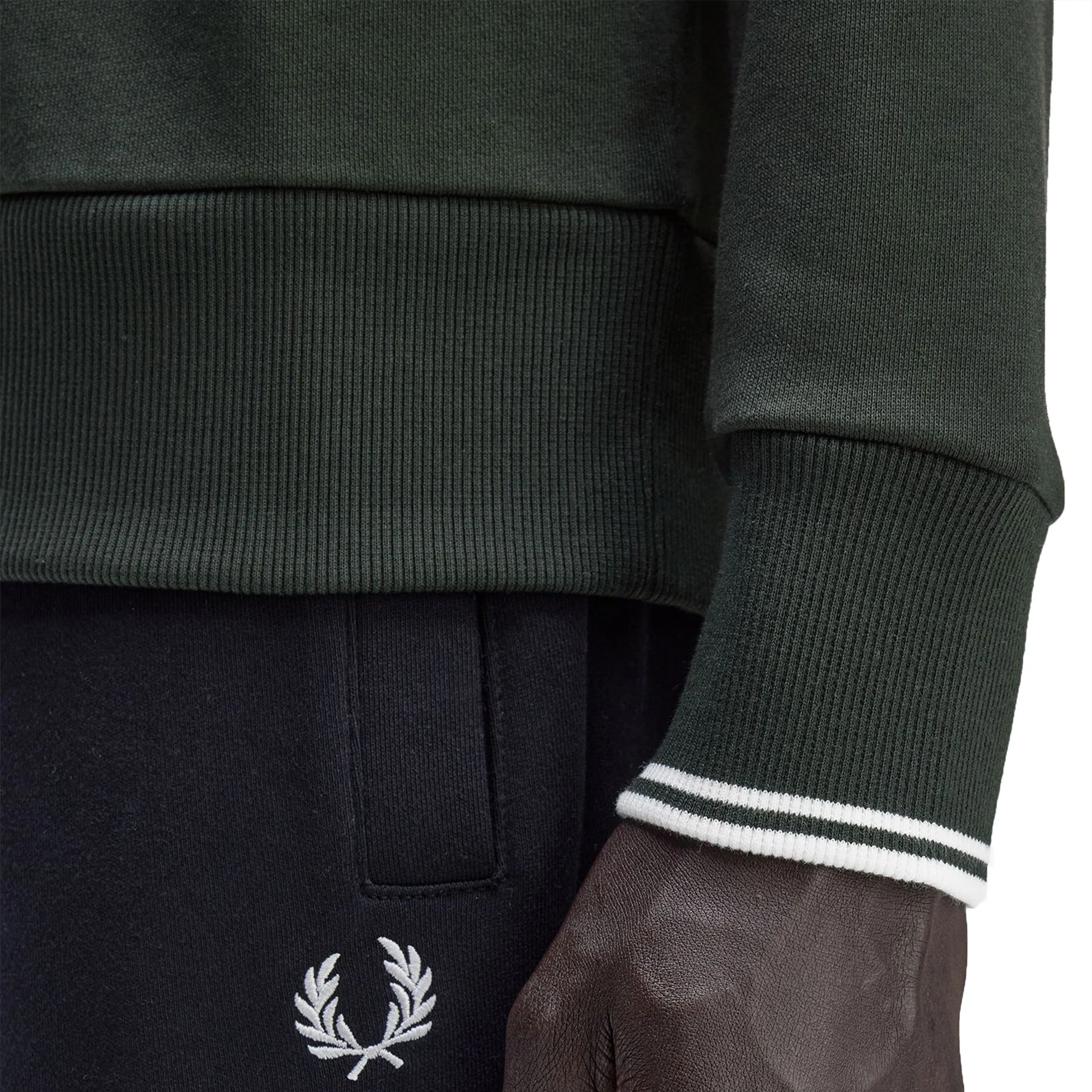 Fred Perry Crewneck Sweatshirt Night Green/Snow White - Image 3