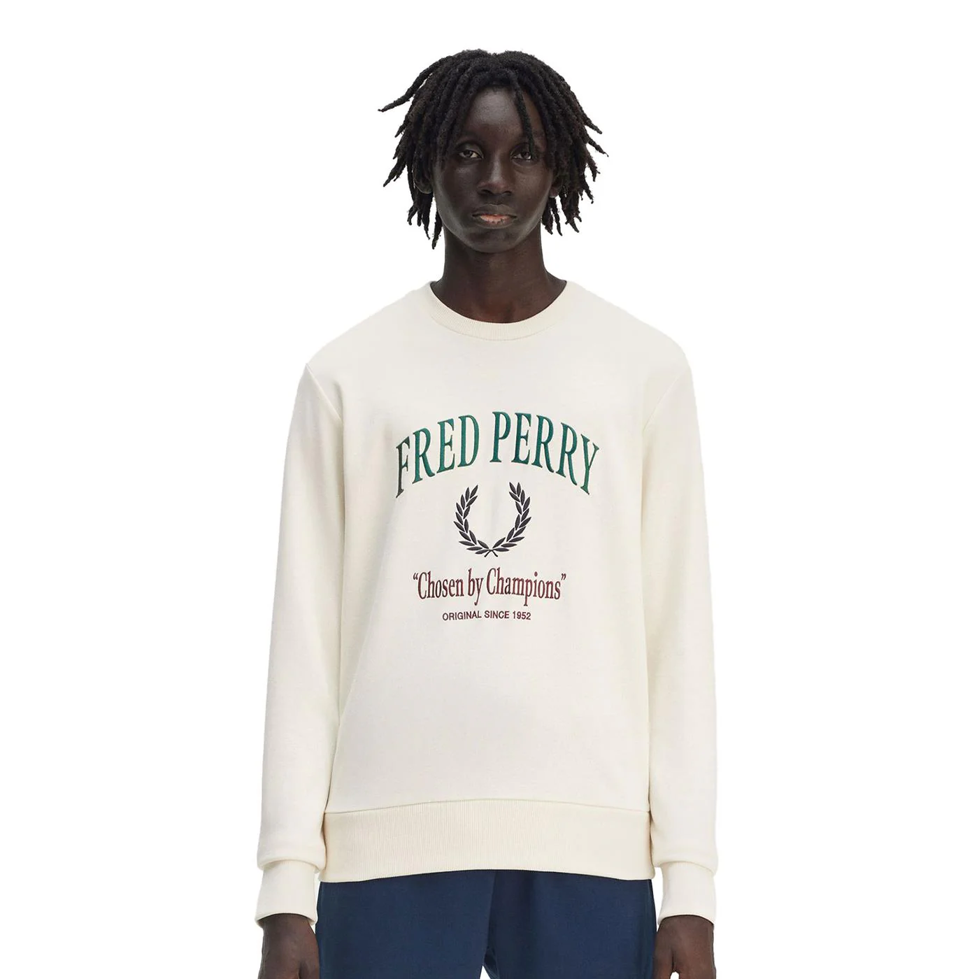 Fred Perry Embroidered Champion Sweatshirt Ecru
