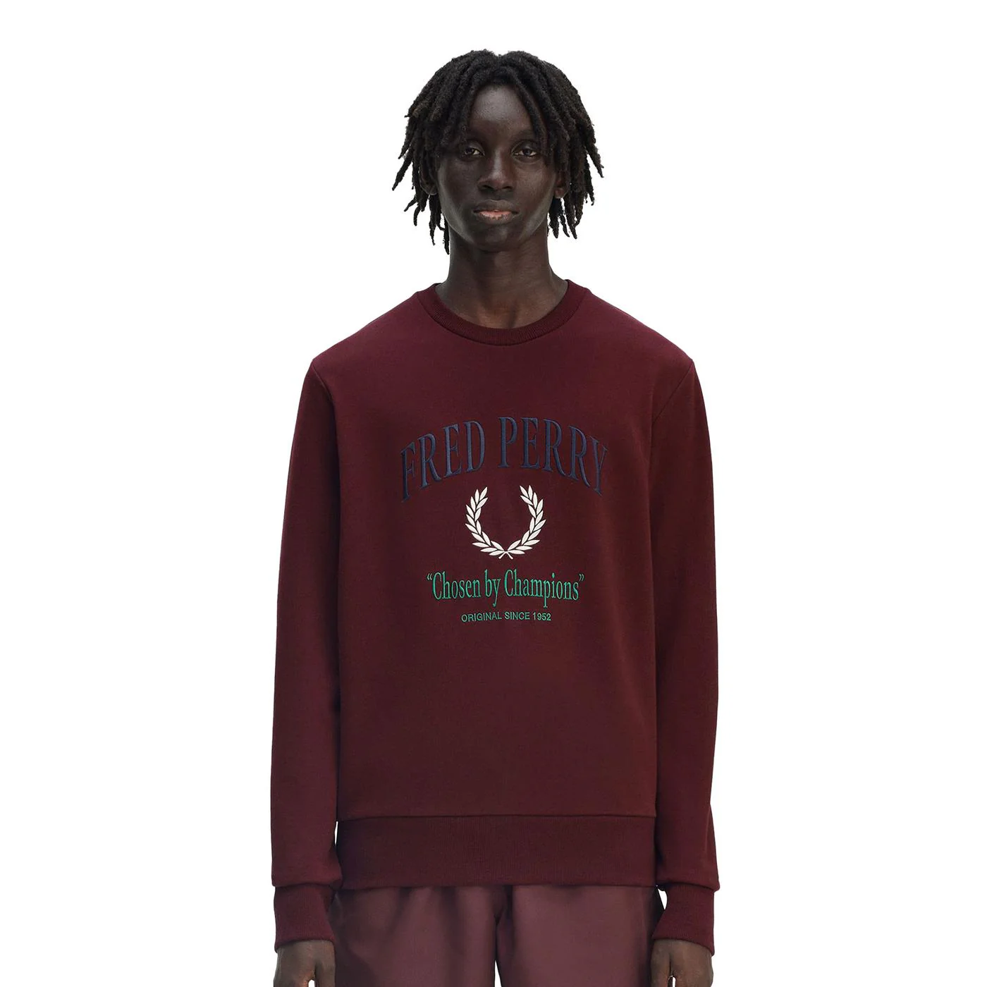 Fred Perry Embroidered Champion Sweatshirt Oxblood