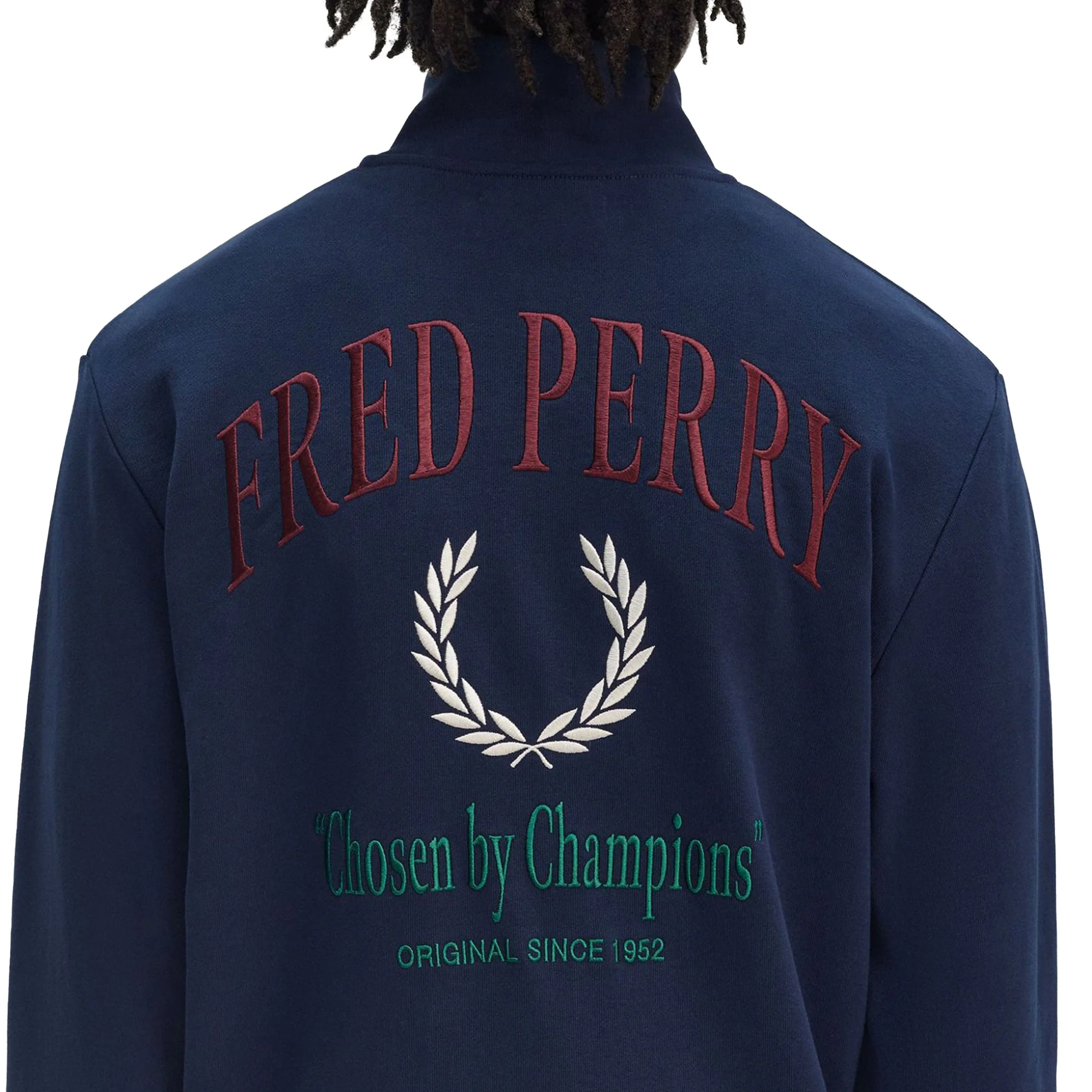 Fred Perry Embroidered Half Zip Sweat Tennis Blue - Image 4