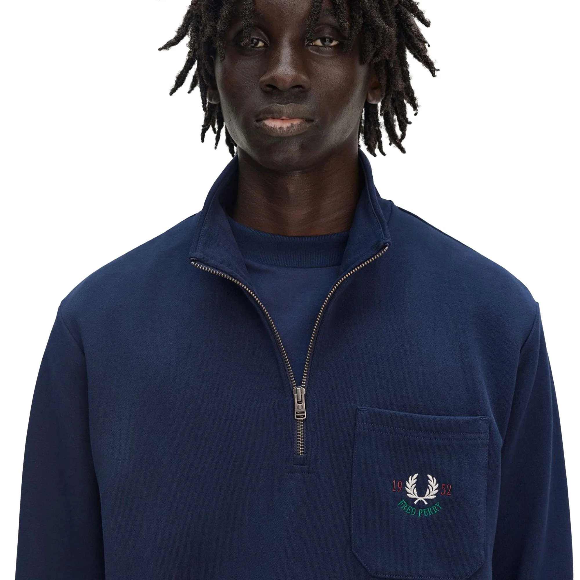 Fred Perry Embroidered Half Zip Sweat Tennis Blue - Image 5