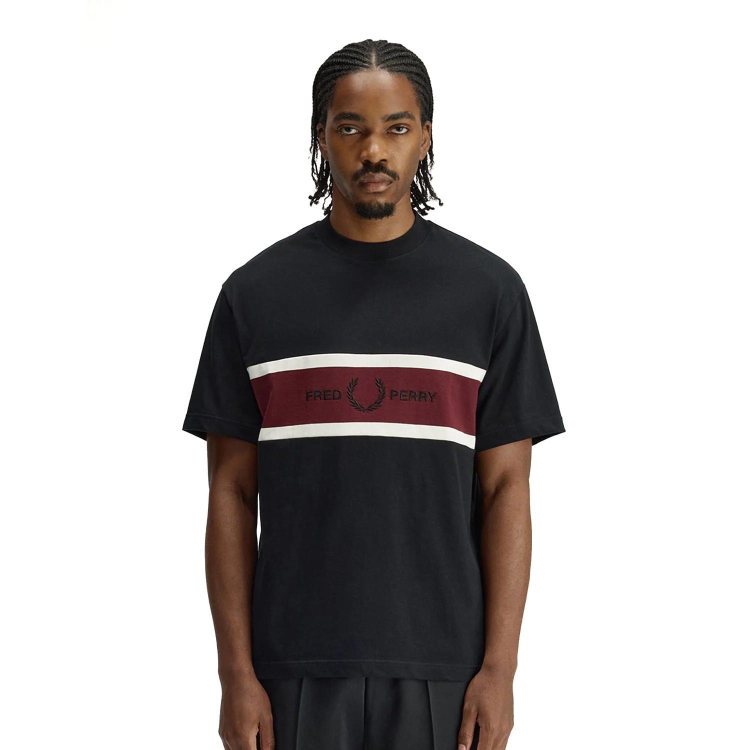 Fred Perry Embroidered Panel T-Shirt Black