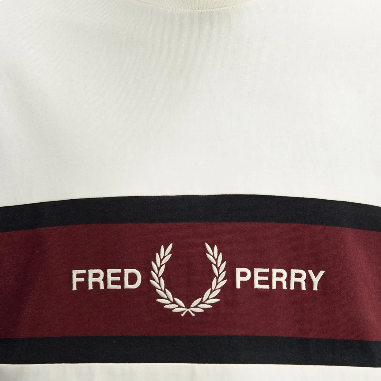 Fred Perry Embroidered Panel T-Shirt Ecru - Image 3