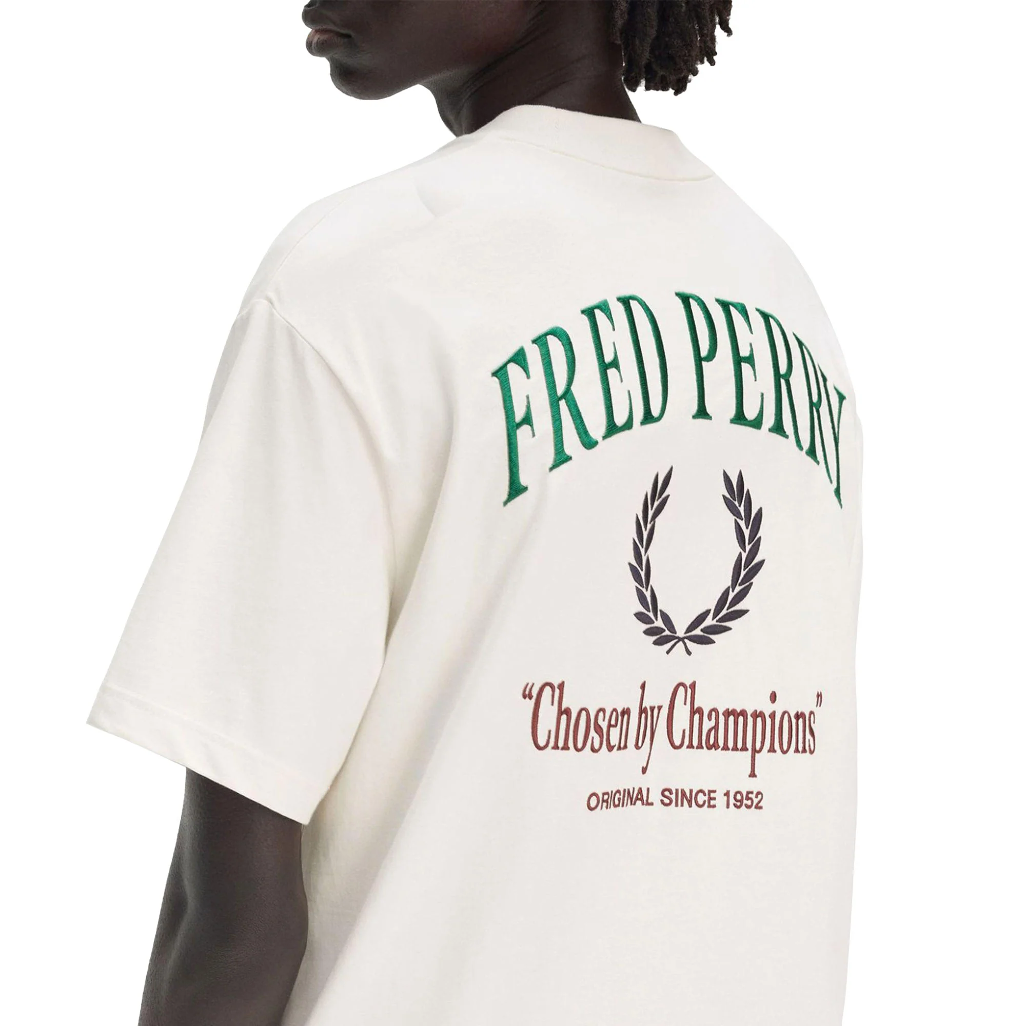Fred Perry Embroidered T-Shirt Ecru - Image 4