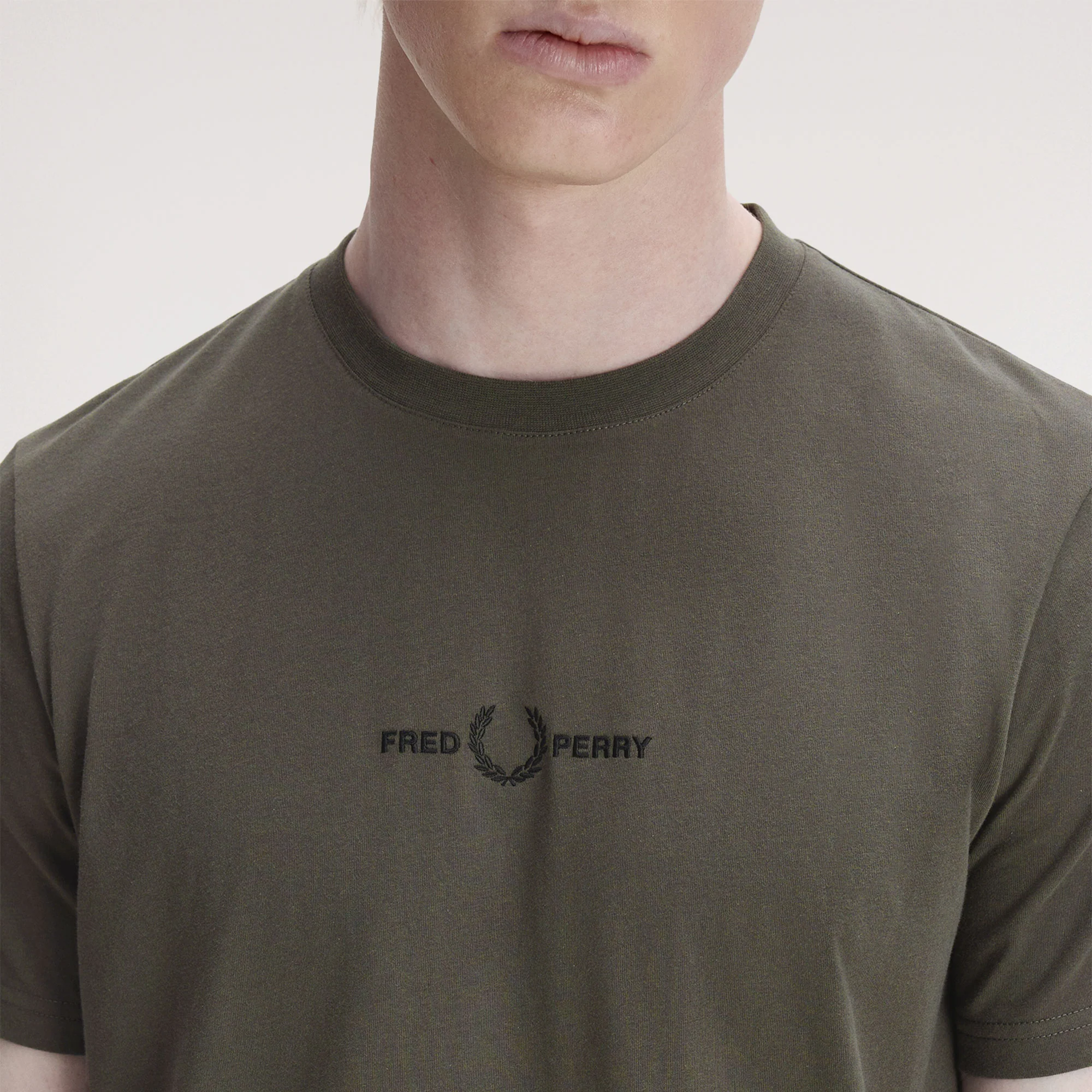 Fred Perry Embroidered T-Shirt Field Green - Image 3