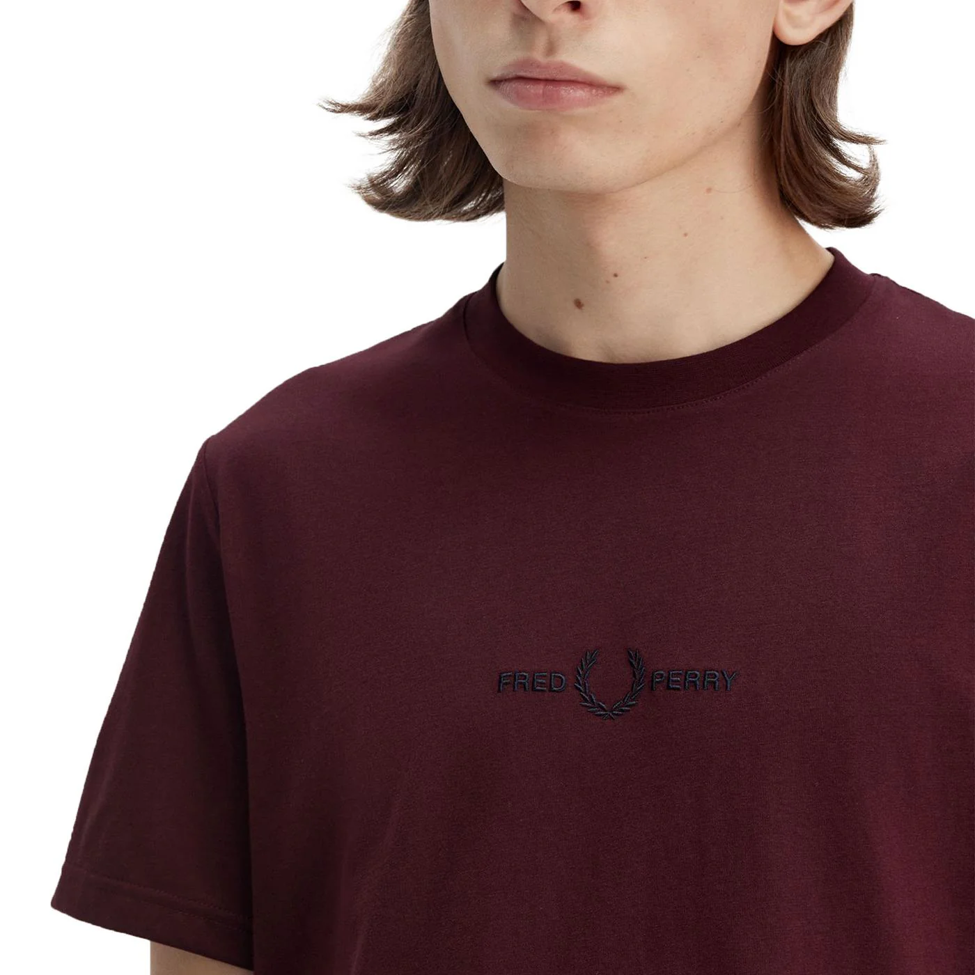 Fred Perry Embroidered T-Shirt Oxblood - Image 4