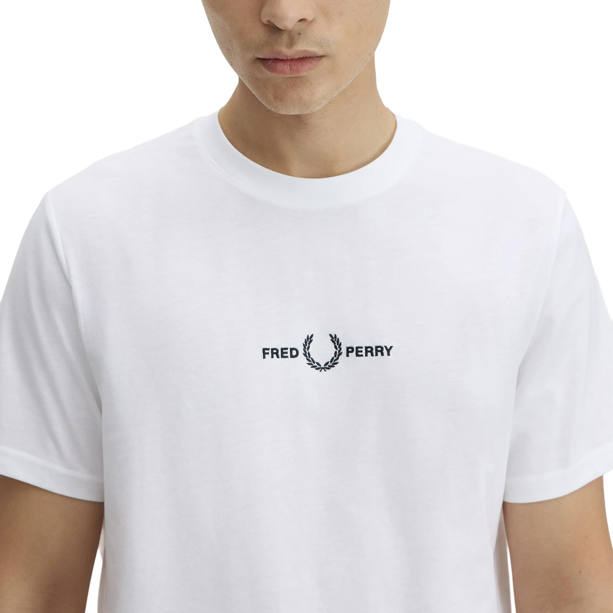 Fred Perry Embroidered T-Shirt White - Image 3