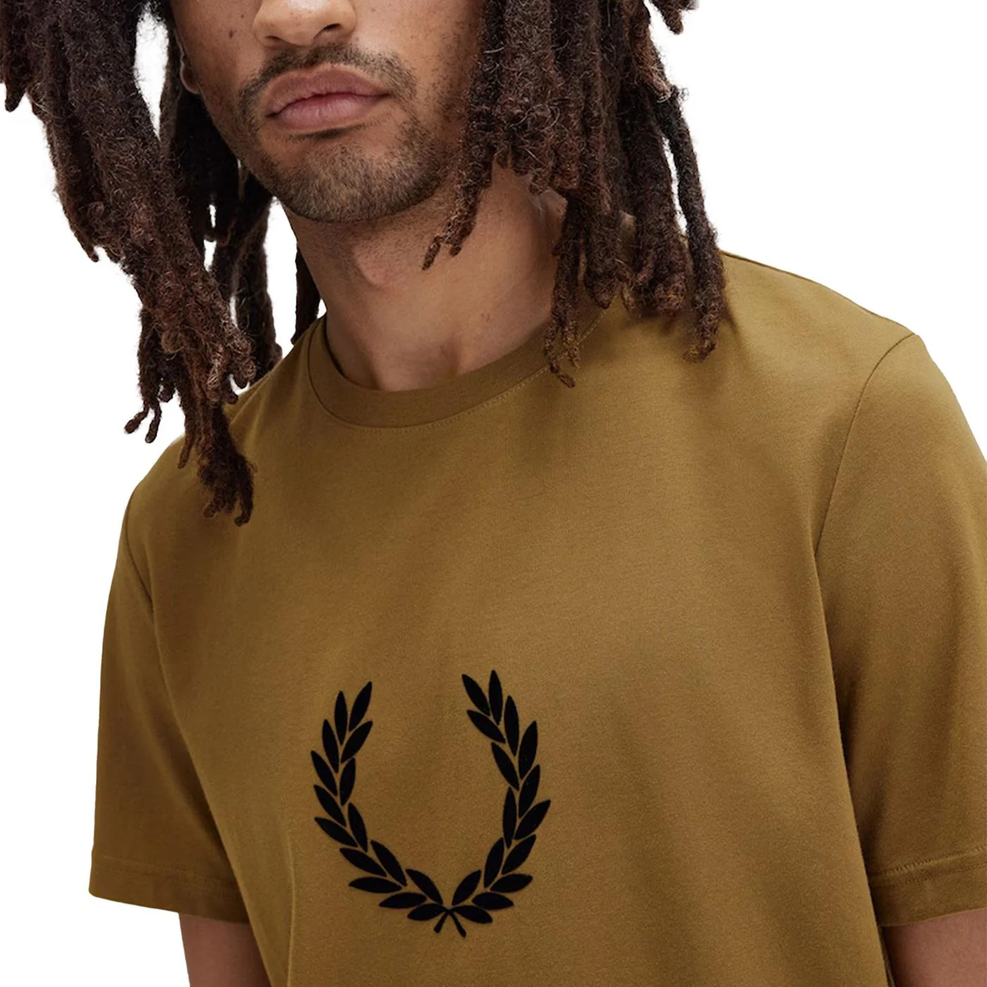 Fred Perry Flocked Laurel Wreath T-Shirt Light Oyster - Image 3