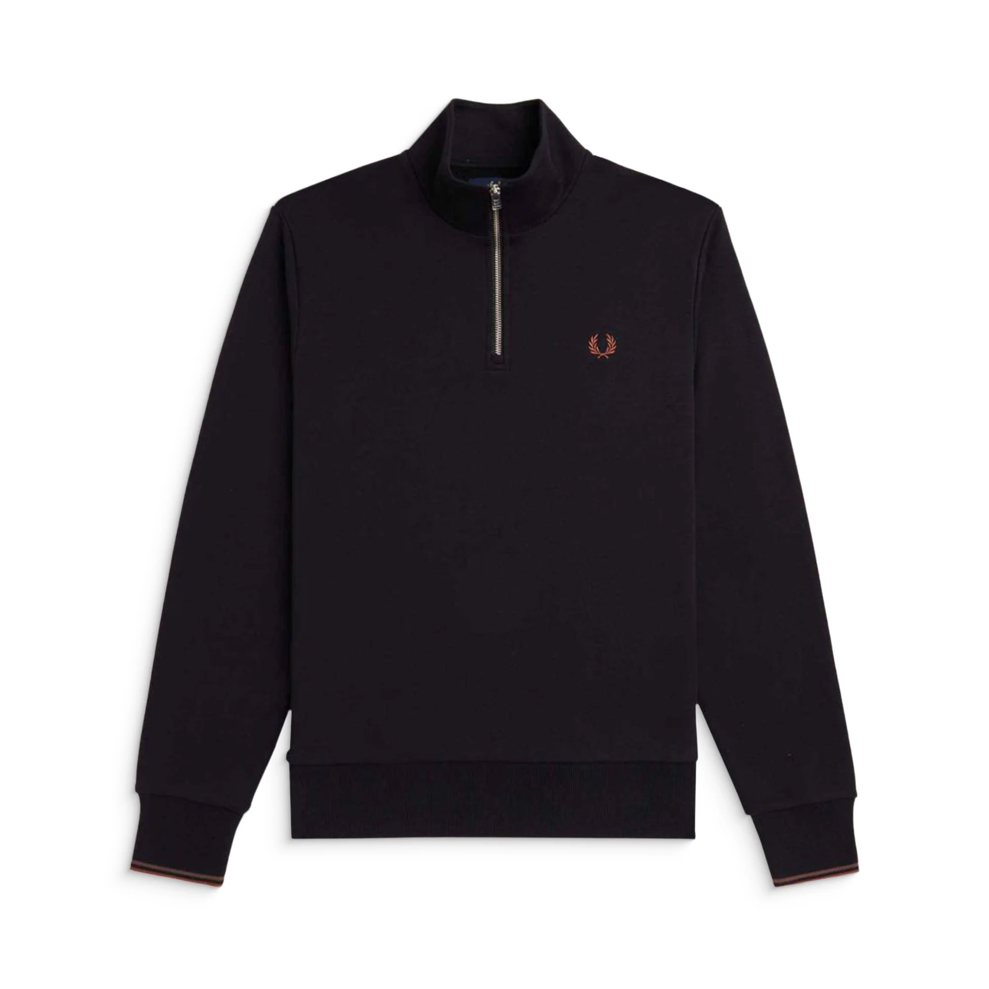 Fred Perry Half-Zip Sweatshirt Black/Whisky Brown - Image 4