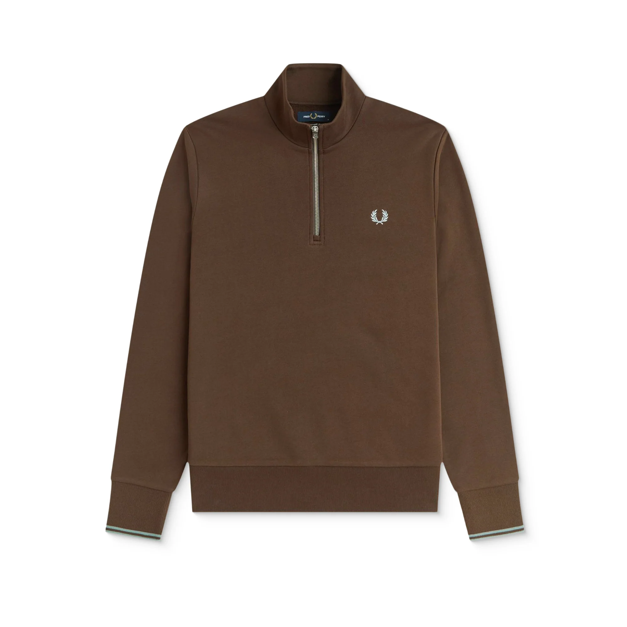 Fred Perry Half-Zip Sweatshirt Burnt Tobacco/Stockport Blue - Image 5