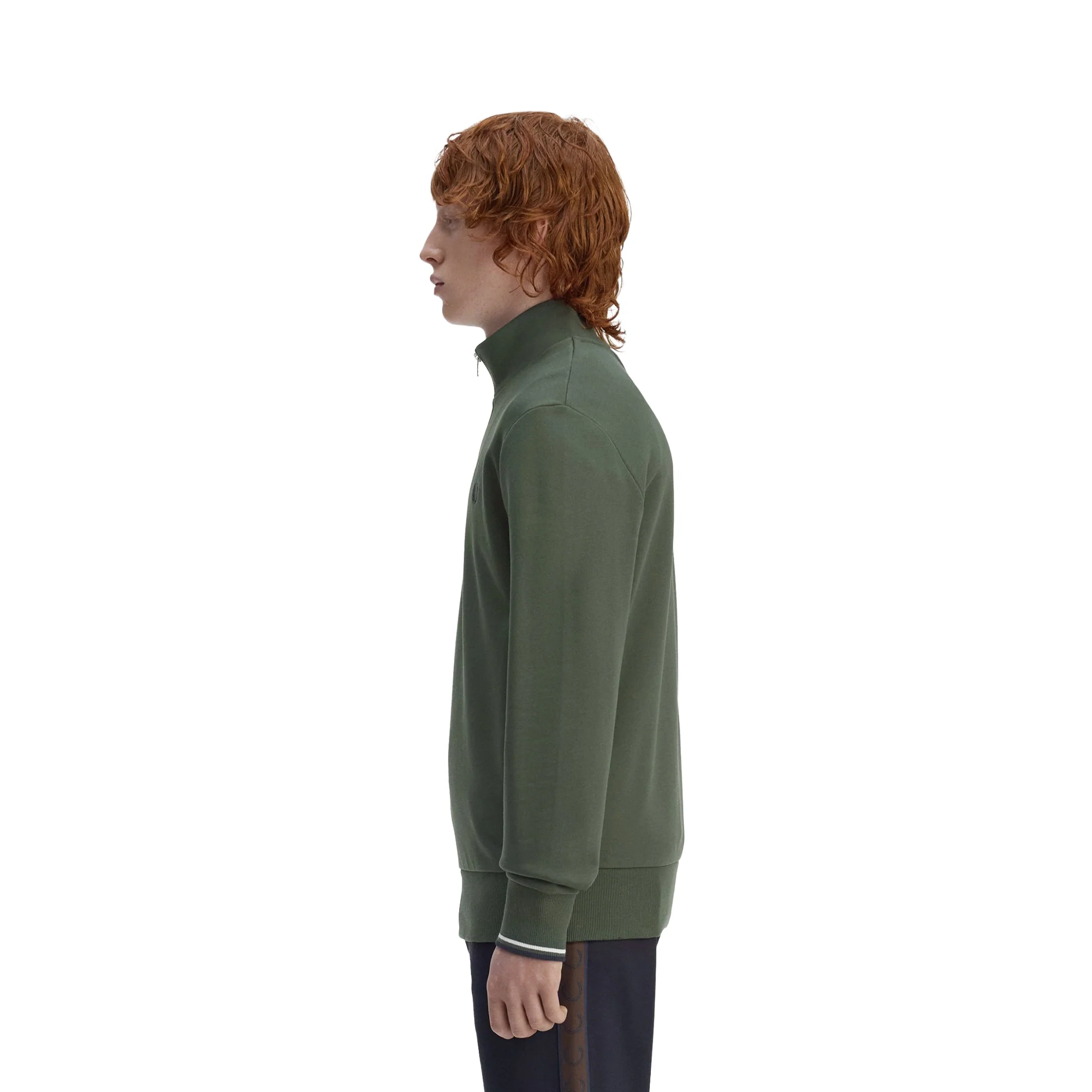 Fred Perry Half-Zip Sweatshirt Court Green/Snow White/Navy - Image 2