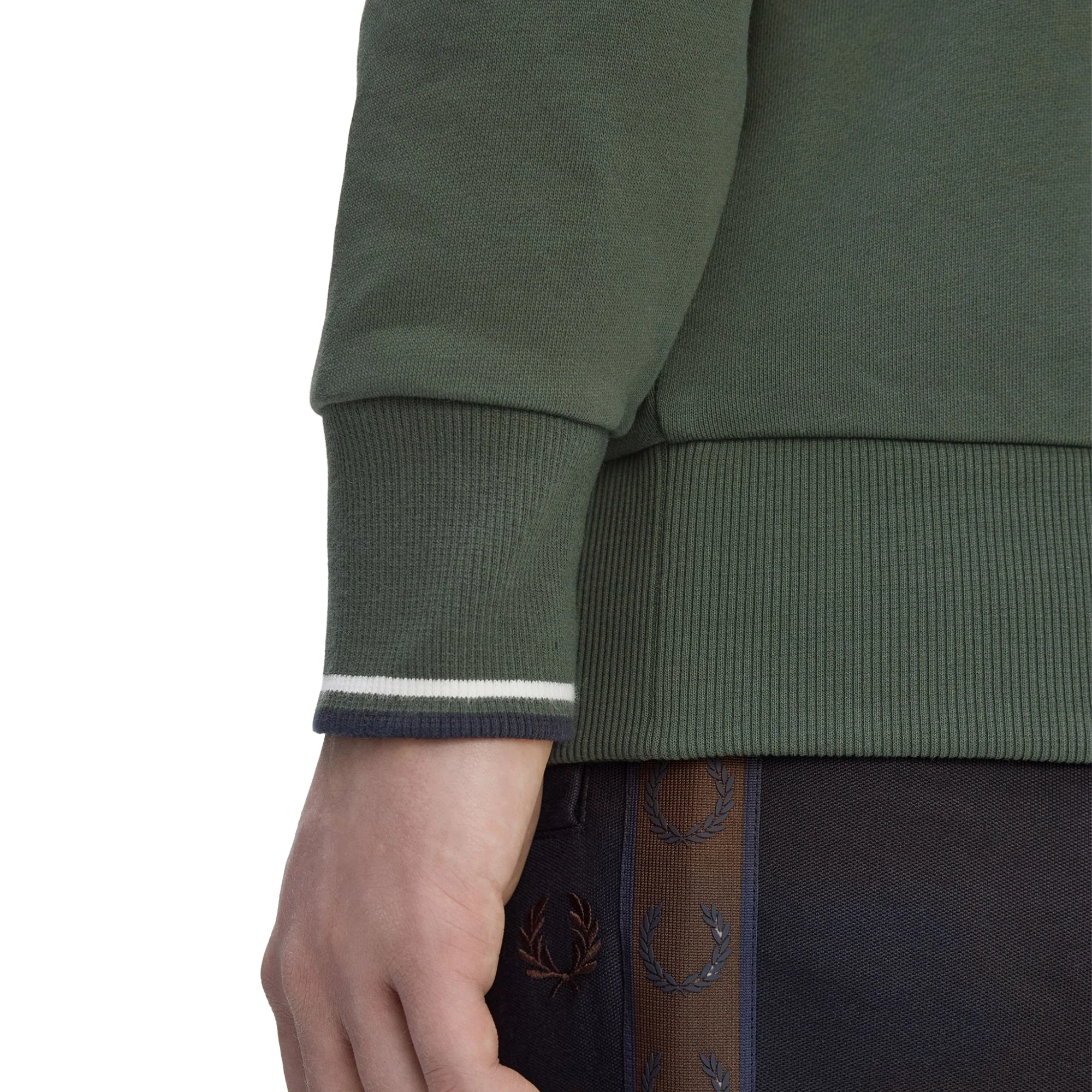 Fred Perry Half-Zip Sweatshirt Court Green/Snow White/Navy - Image 4
