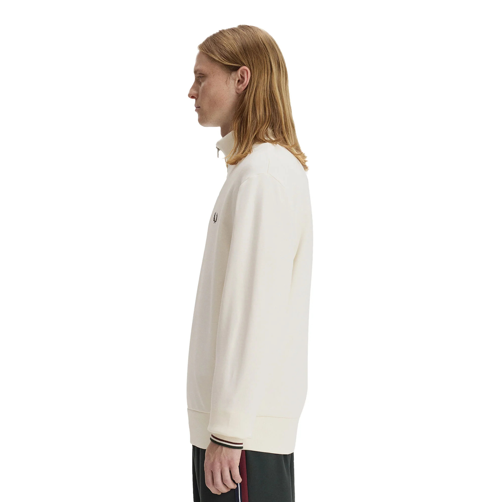 Fred Perry Half-Zip Sweatshirt Ecru/Oxblood/Grassroots - Image 2