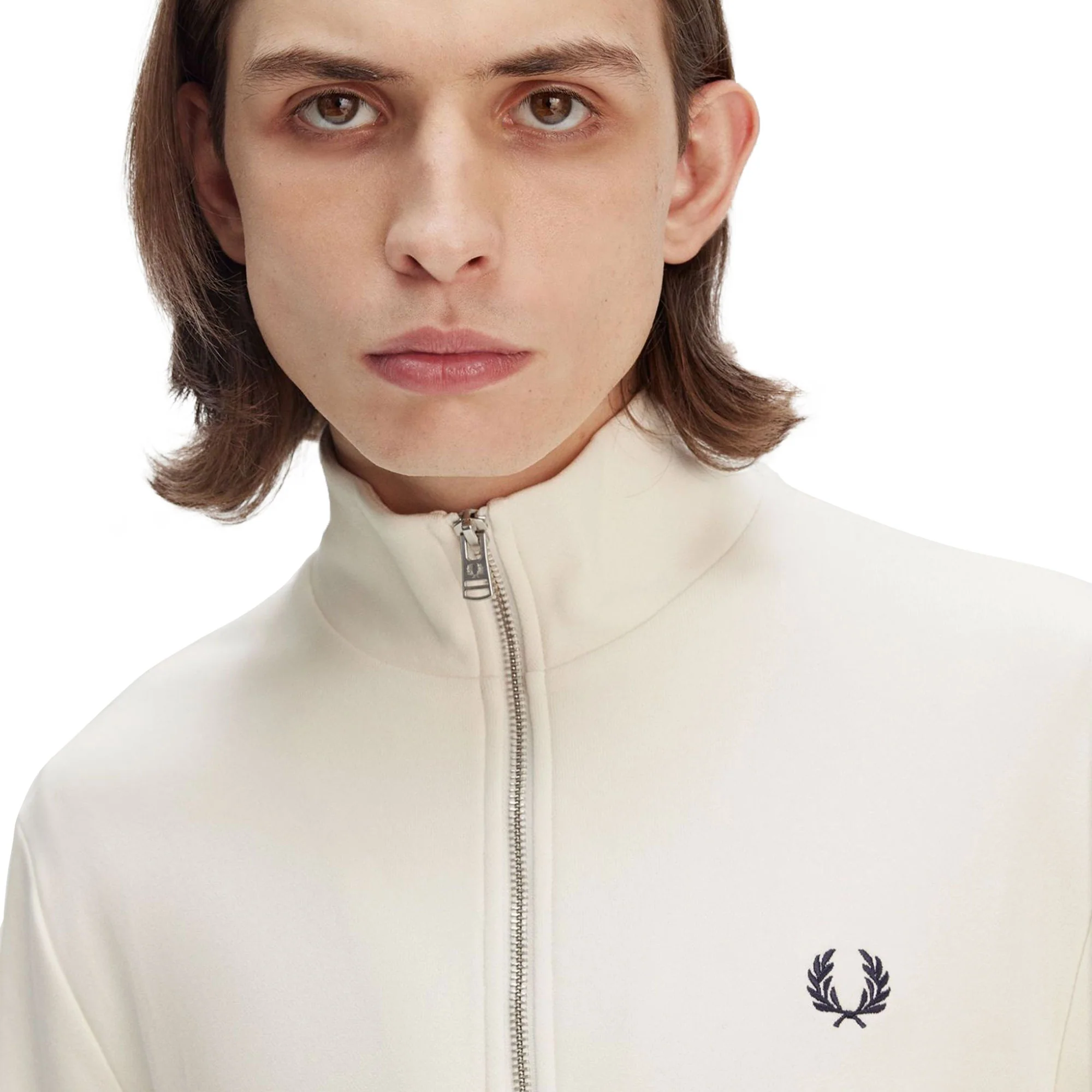 Fred Perry Half-Zip Sweatshirt Ecru/Tennis Blue - Image 4