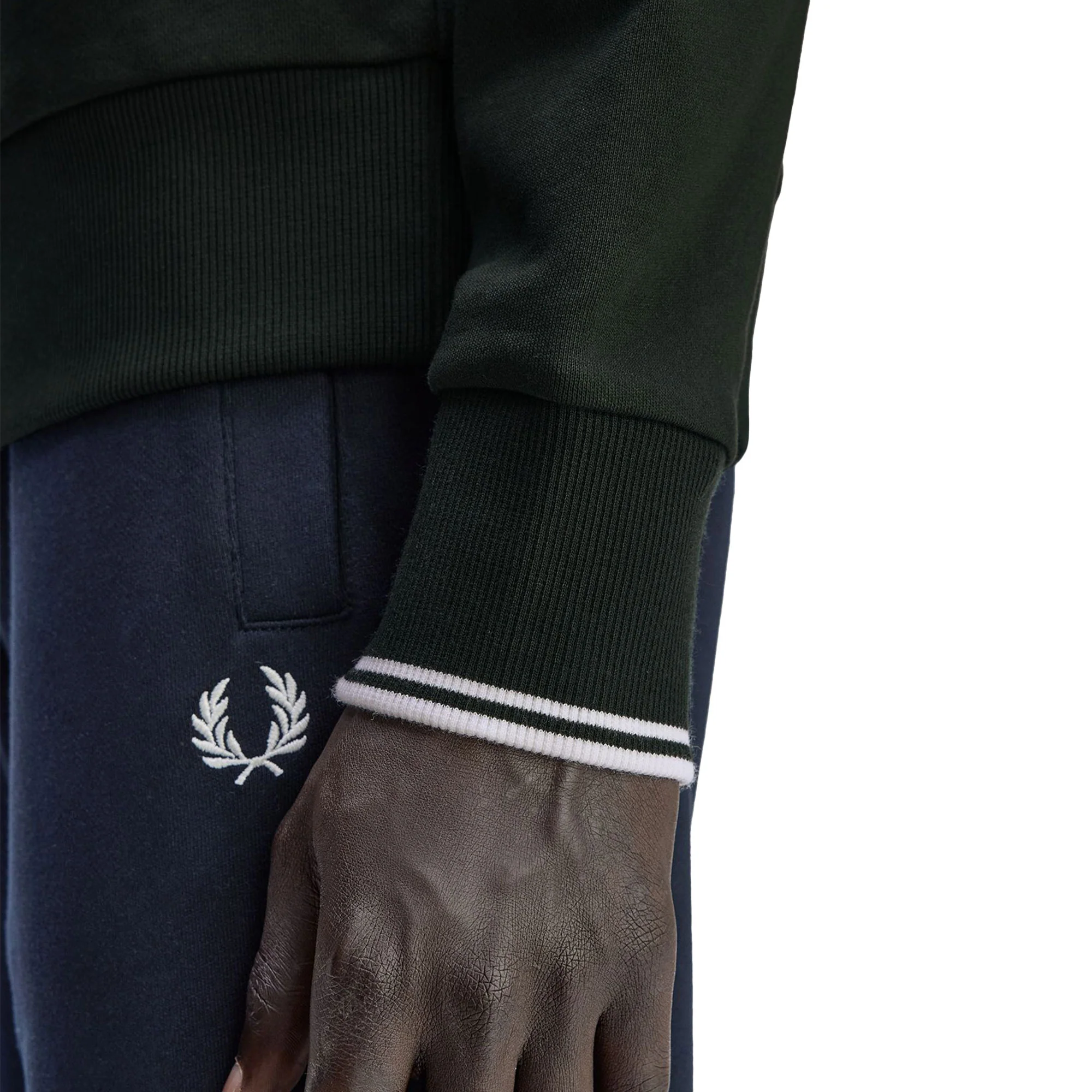 Fred Perry Half-Zip Sweatshirt Night Green/Snow White - Image 4