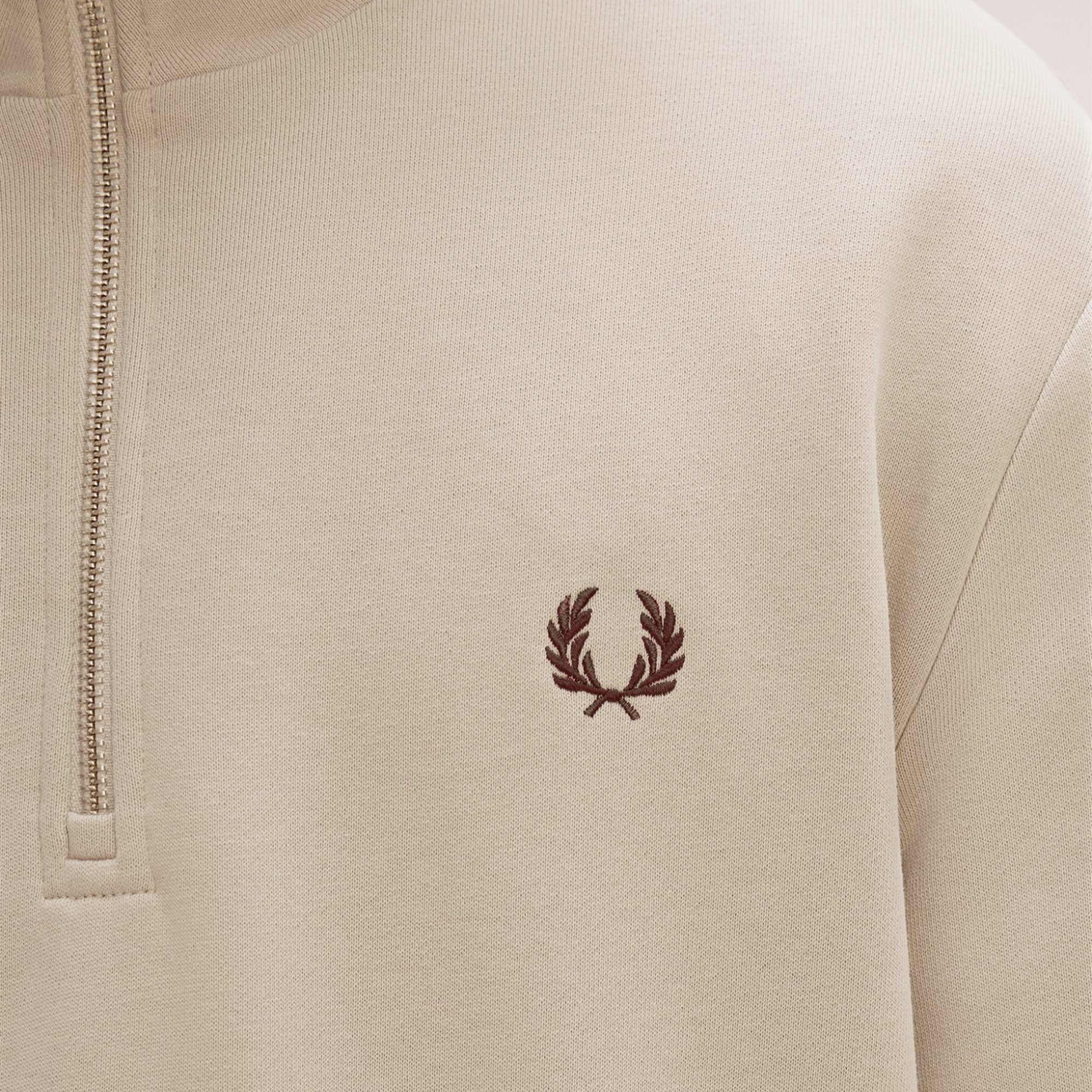 Fred Perry Half-Zip Sweatshirt Warm Oat/Court Green - Image 4