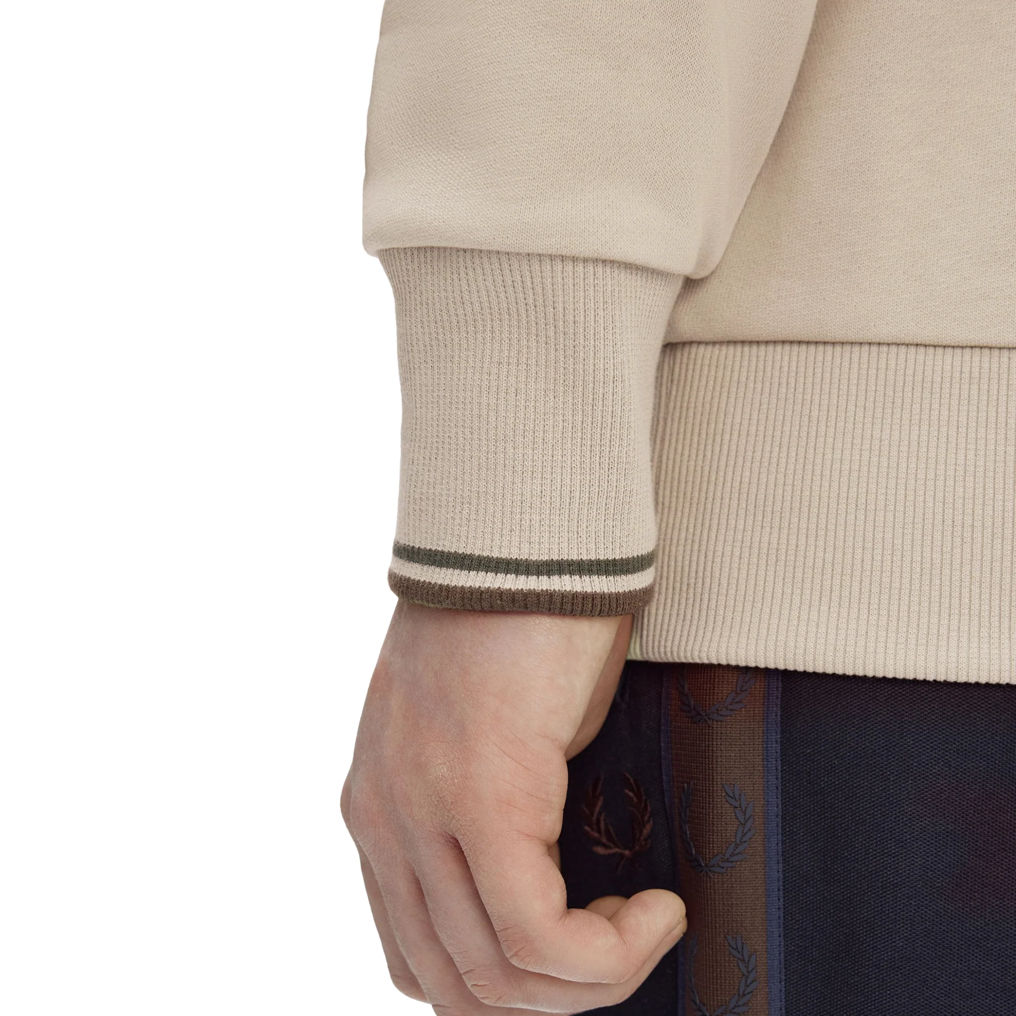 Fred Perry Half-Zip Sweatshirt Warm Oat/Court Green - Image 5