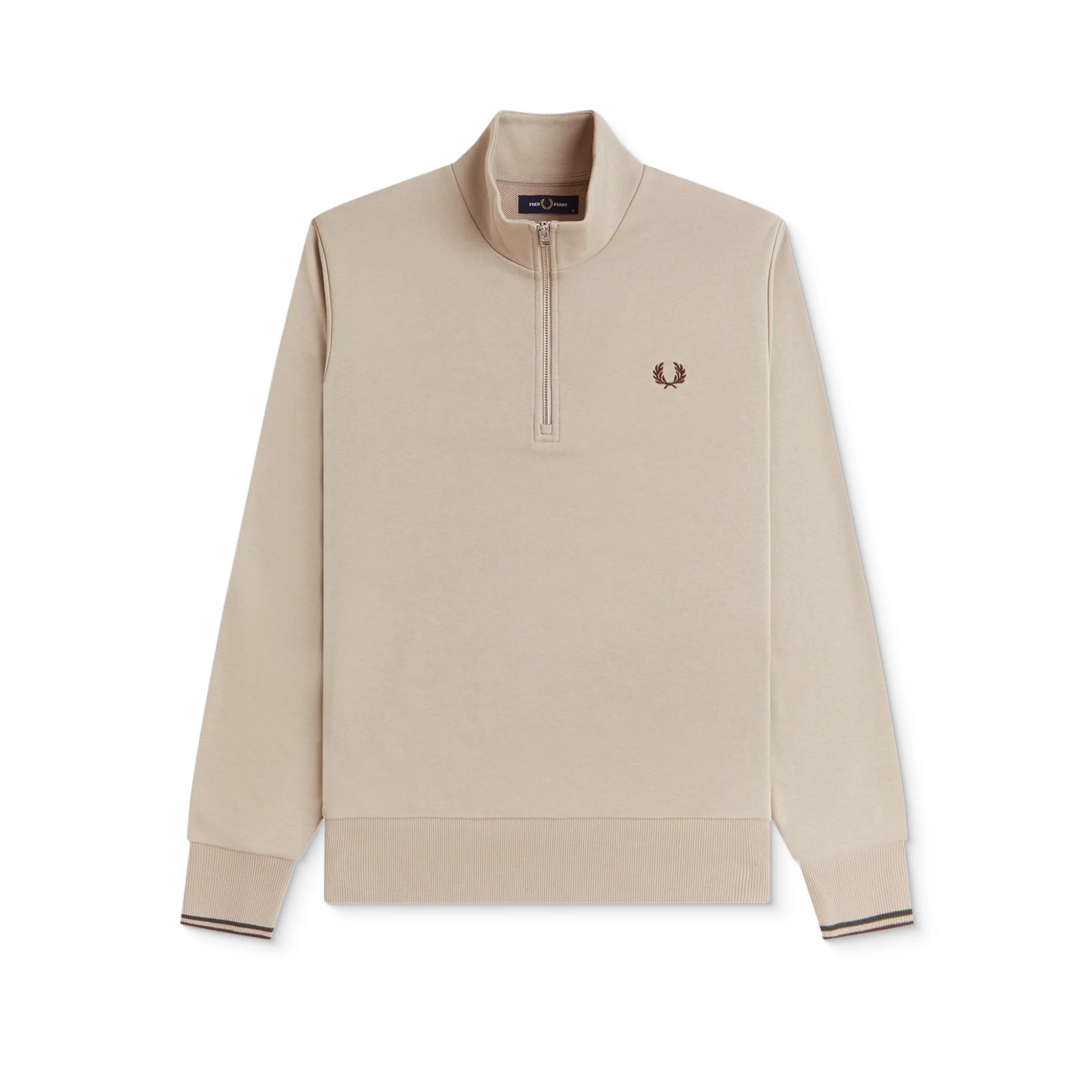 Fred Perry Half-Zip Sweatshirt Warm Oat/Court Green - Image 6