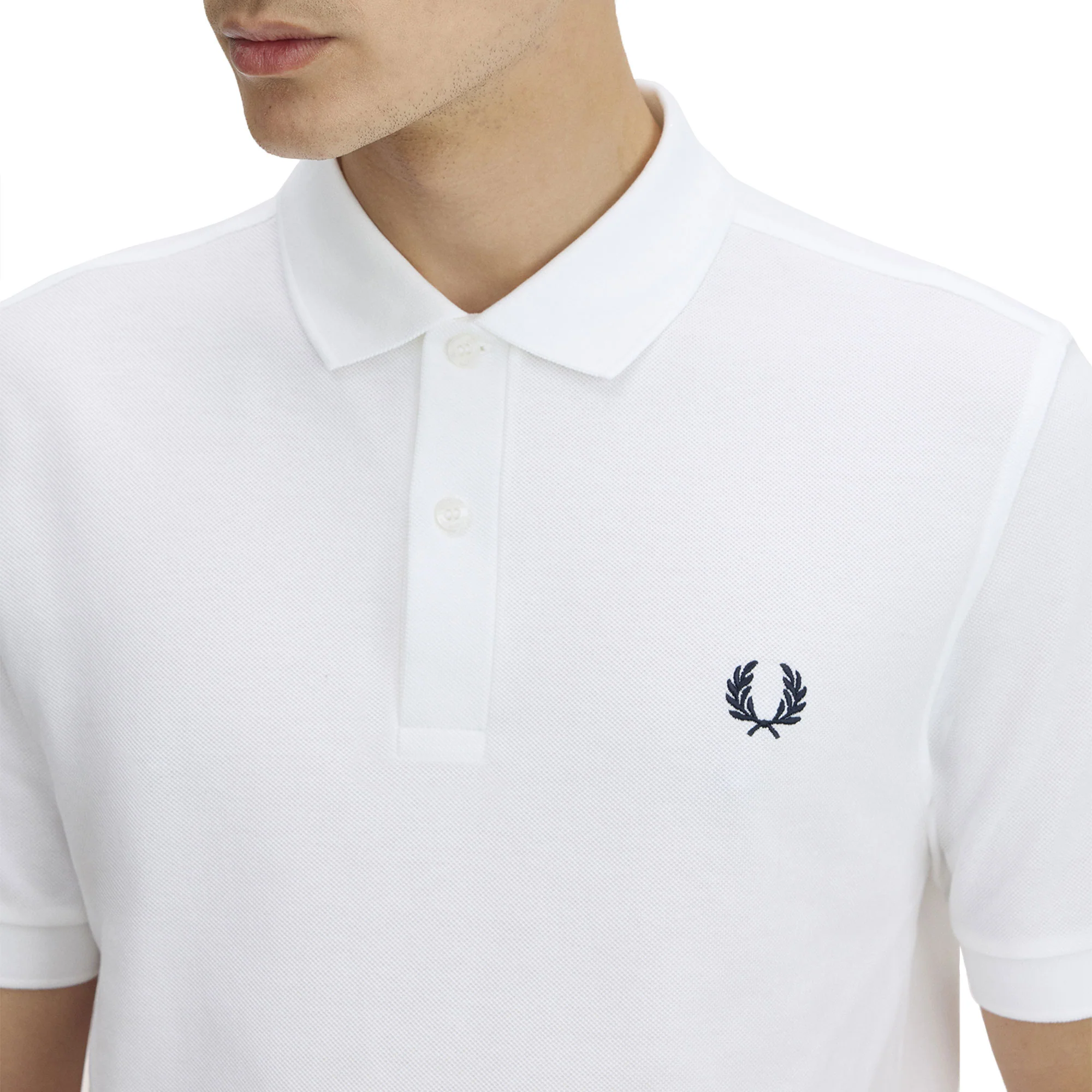 Fred Perry M6000 Polo Shirt White/Navy - Image 3