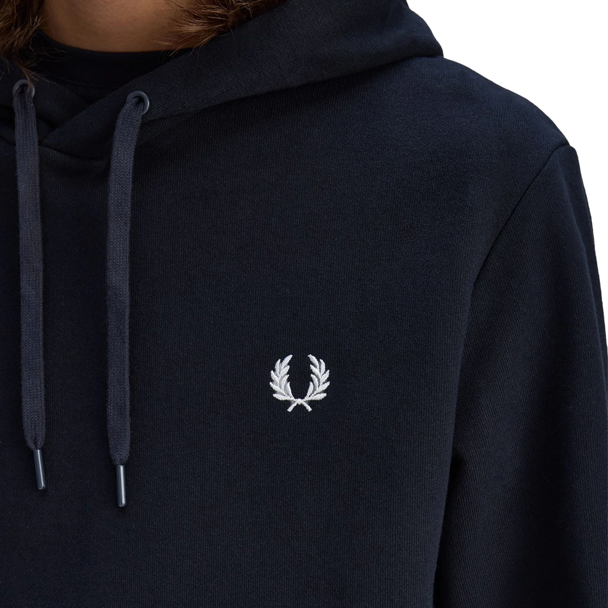 Fred Perry Monogram Hooded Sweatshirt Navy/Ice/Ice - Image 3