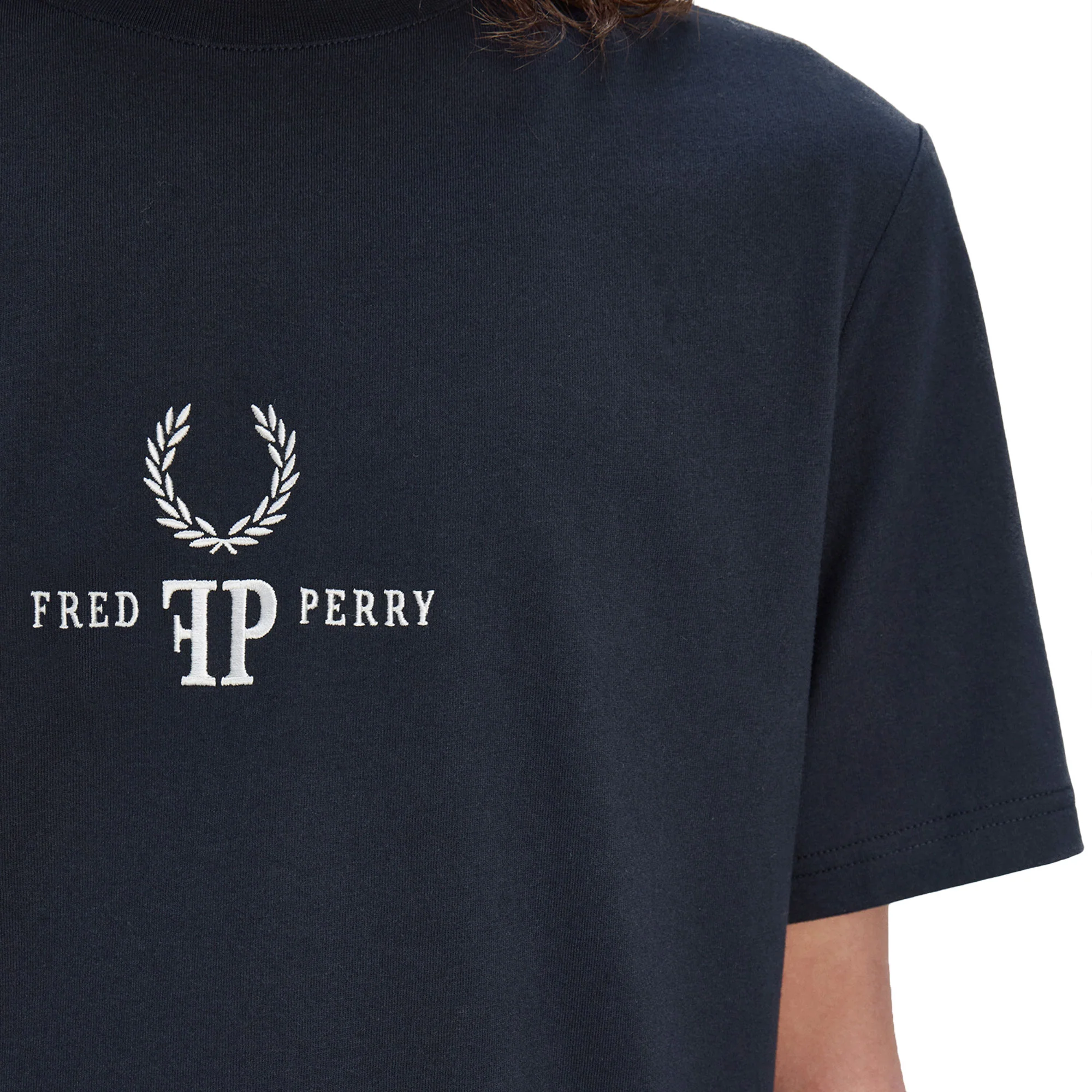 Fred Perry Monogram T-Shirt Navy/White - Image 3