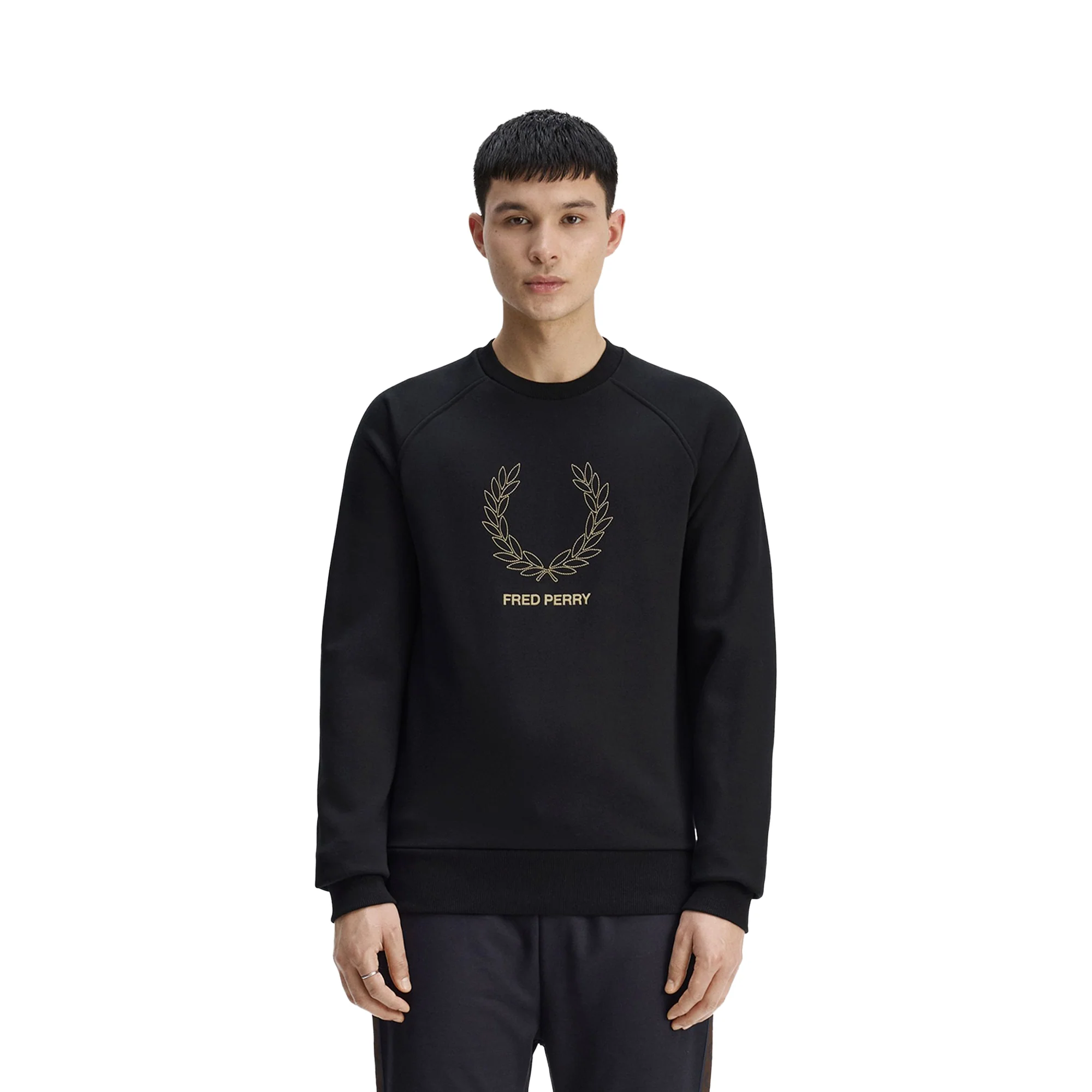 Fred Perry Outline Laurel Wreath Sweatshirt Black