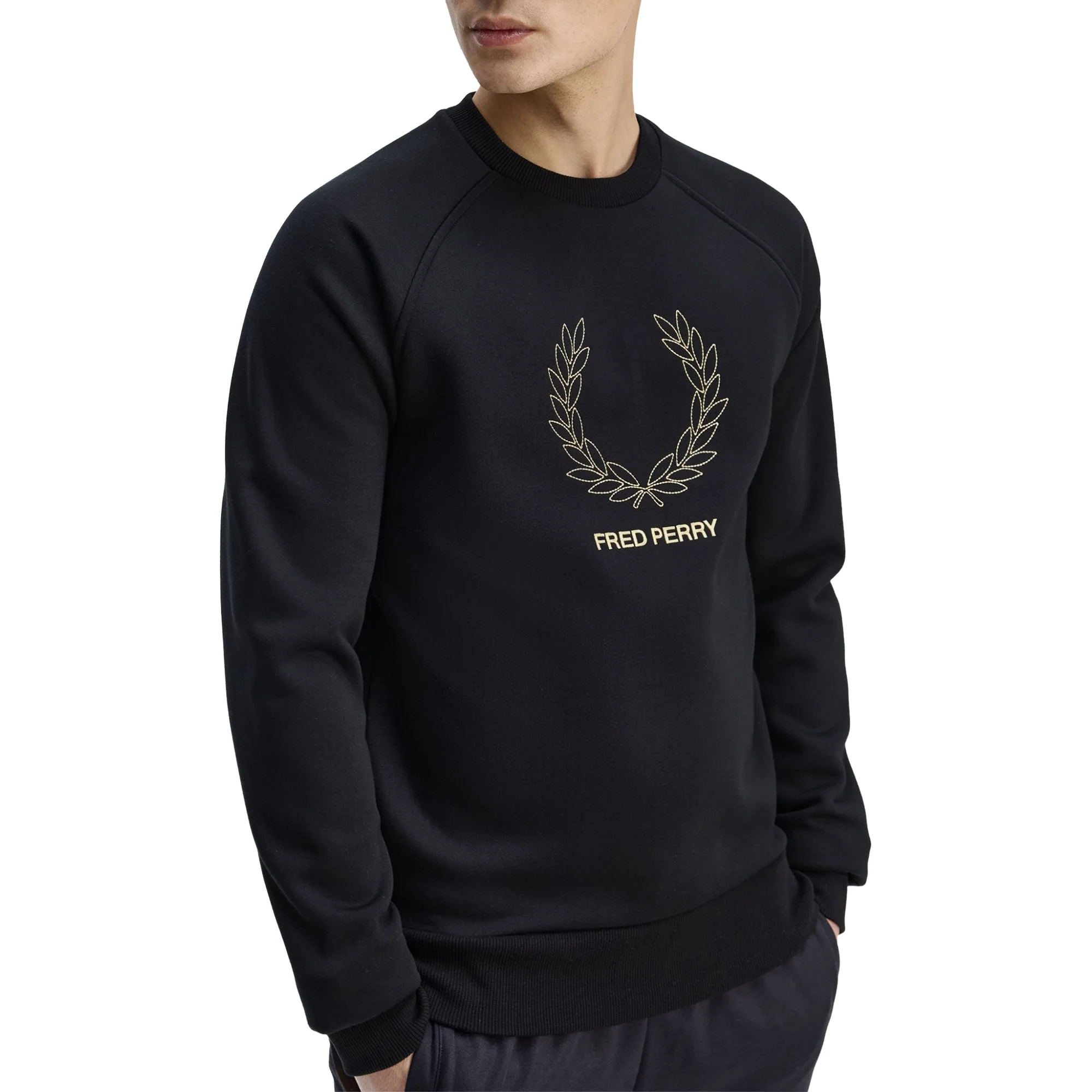 Fred Perry Outline Laurel Wreath Sweatshirt Black - Image 3